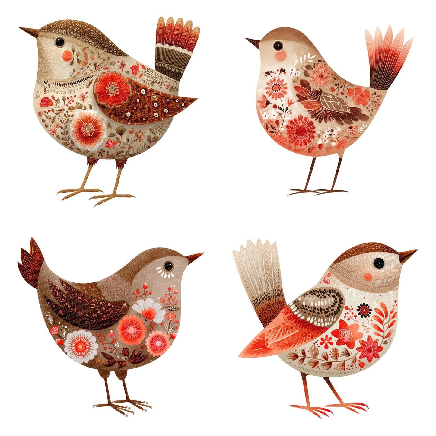 Folk Art Wren Clipart Set (DDD005539)