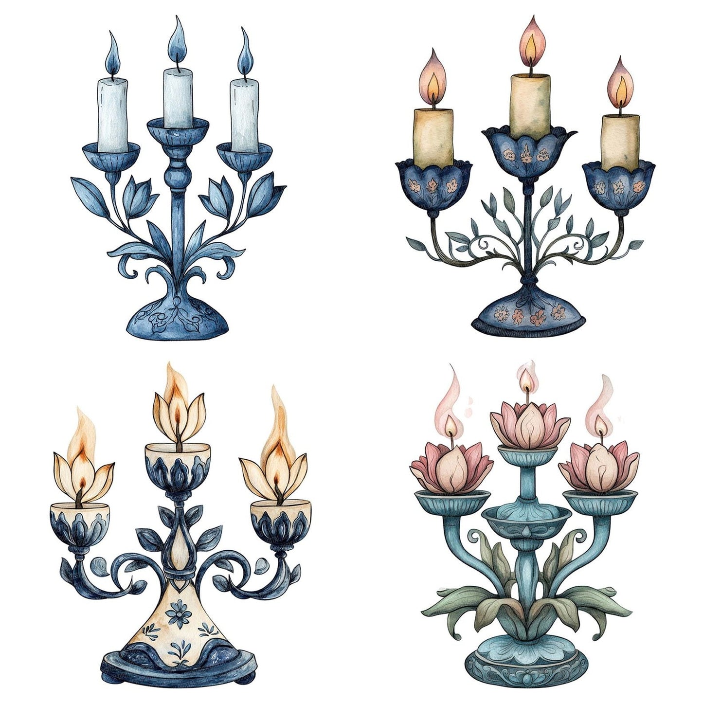 Folk Candle Holder Clipart Set (DDD005547)