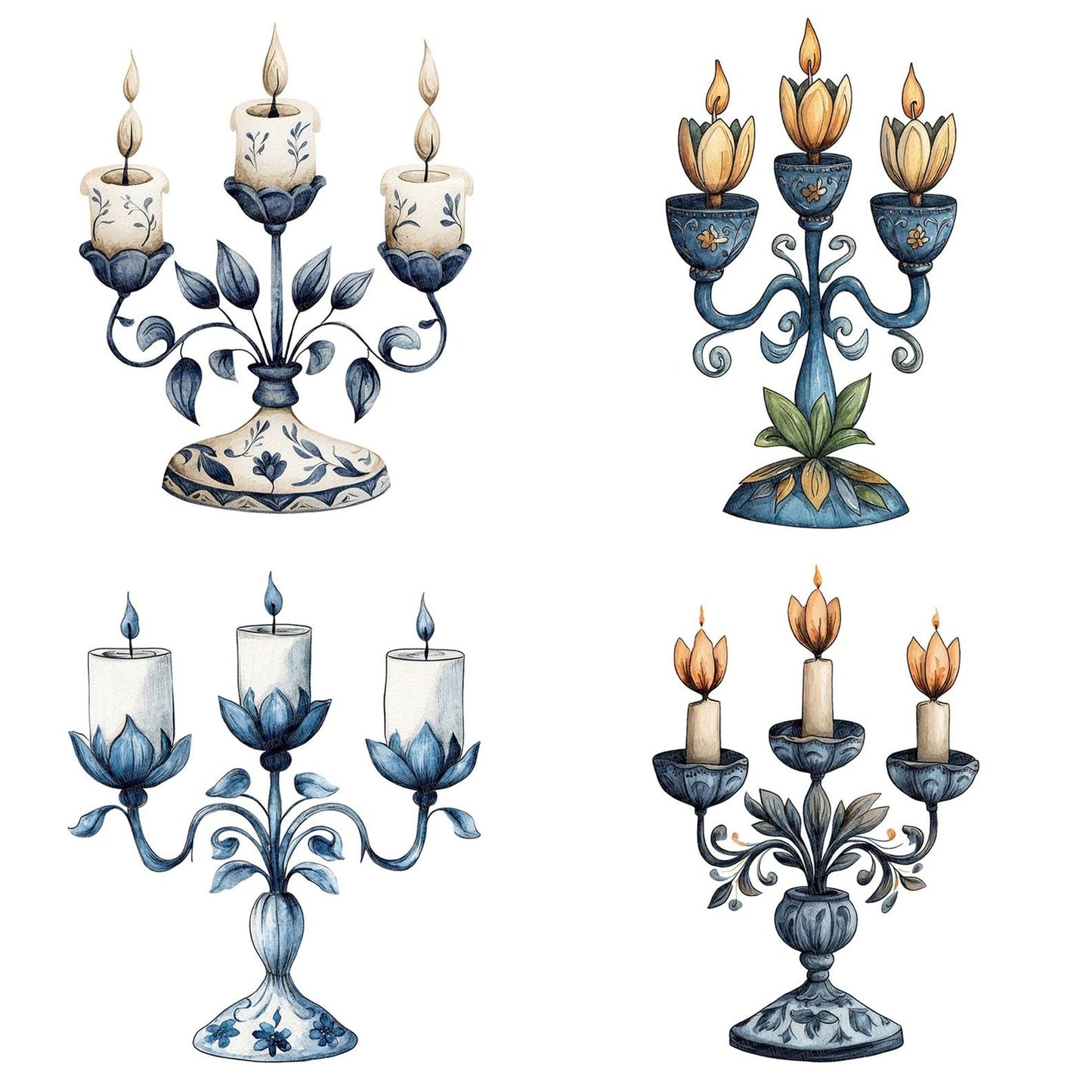 Folk Candle Holder Clipart Set (DDD005547)