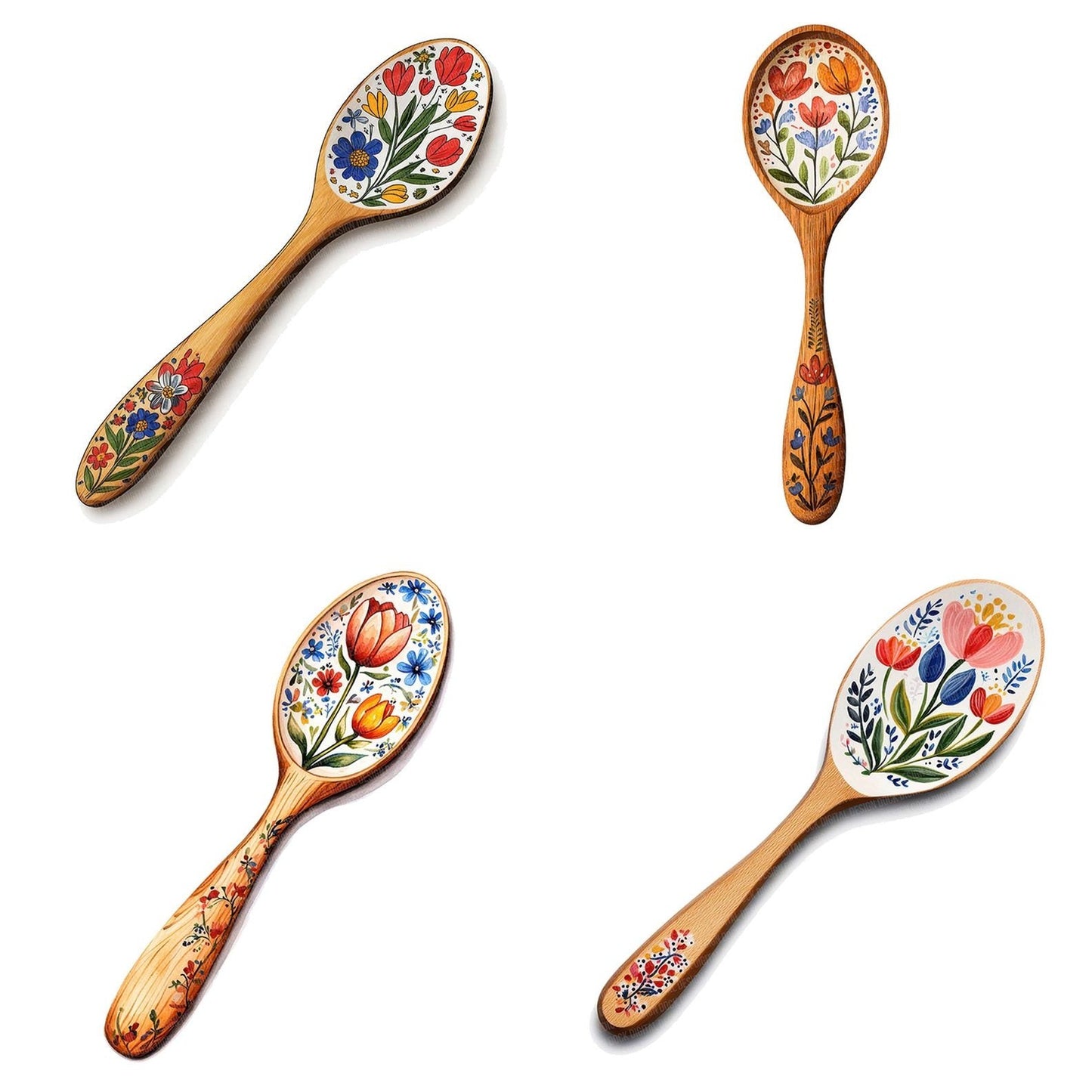 Folk Floral Spoon Clipart Set (DDD005565)