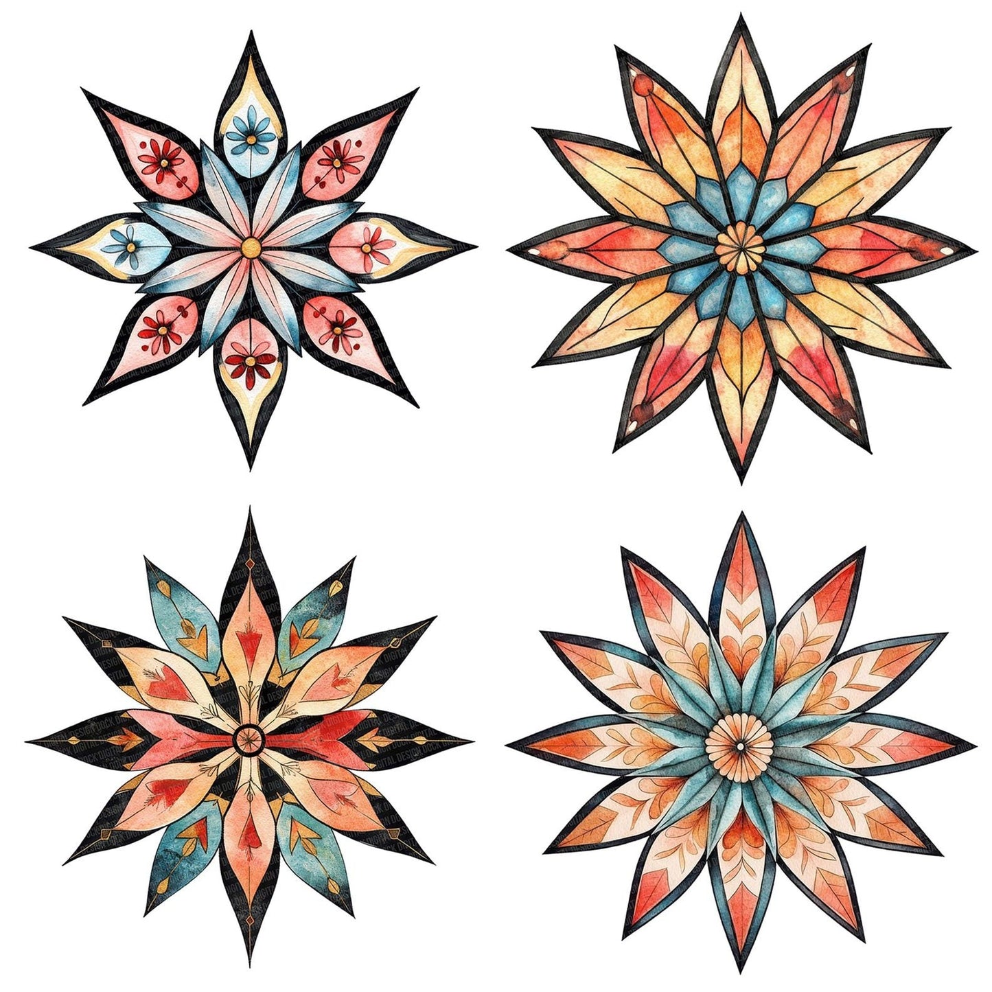 Folk Flower Star Clipart Set (DDD005567)