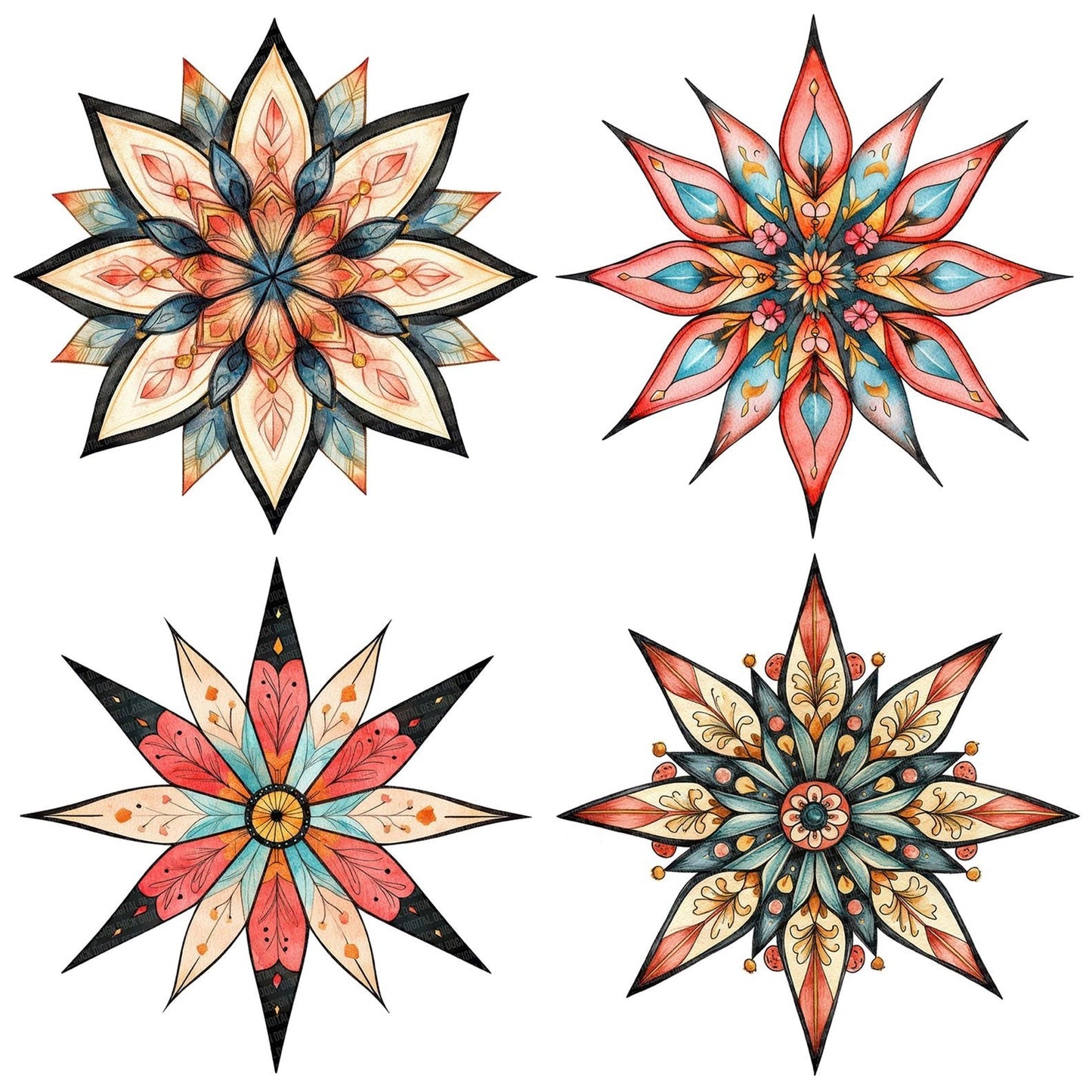 Folk Flower Star Clipart Set (DDD005567)