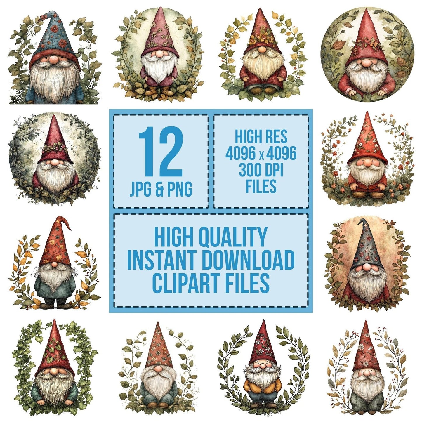 Folk Gnome with Hat Clipart Set (DDD005569)