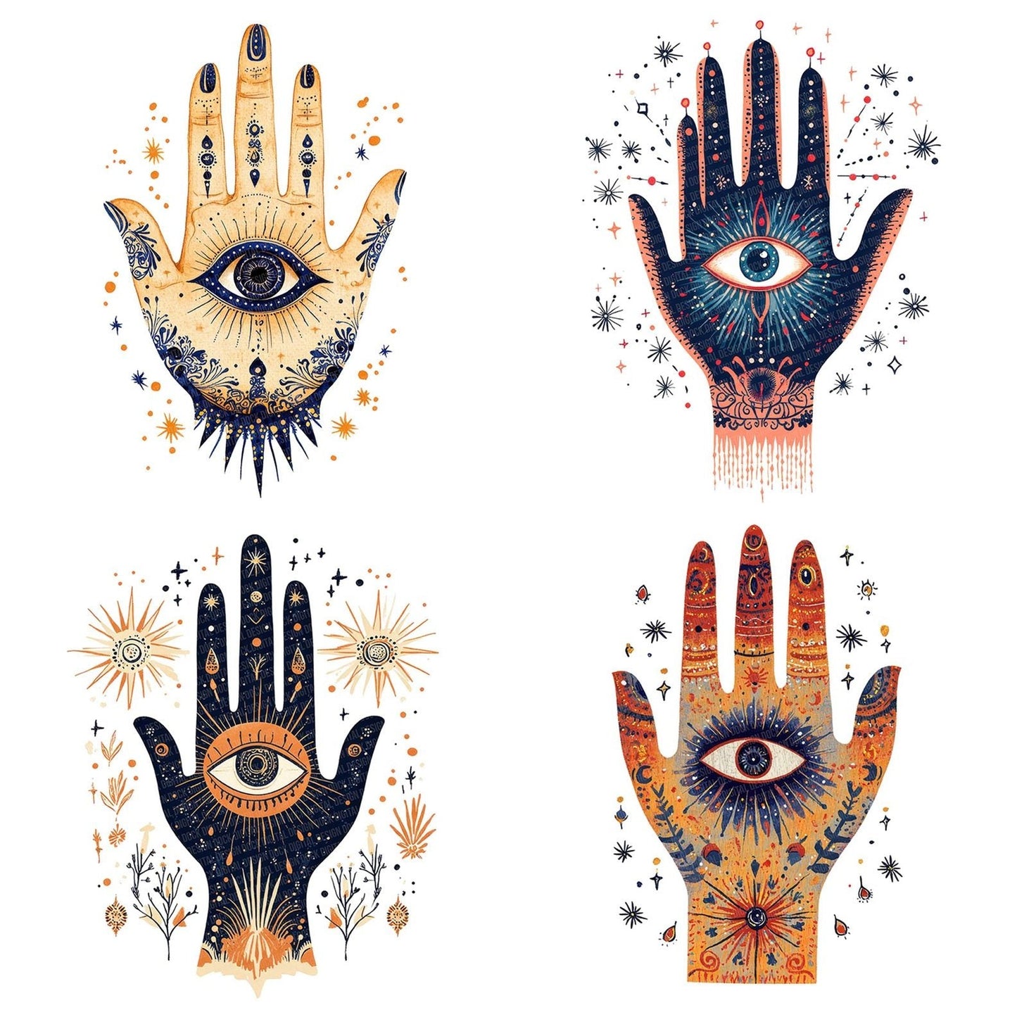 Folk Hand with Eye Clipart Set (DDD005570)