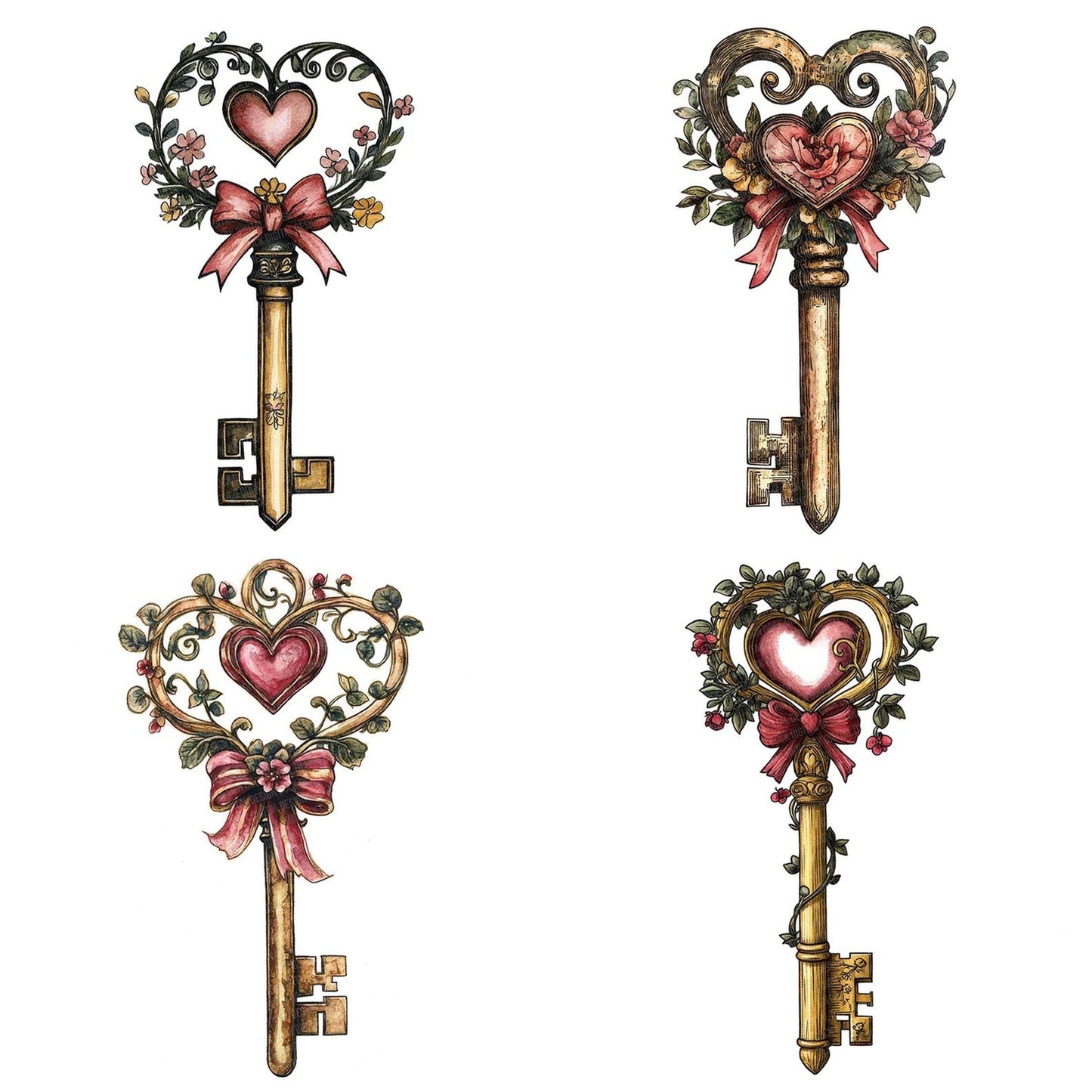 Folk Key with Vines Clipart Set (DDD005579)