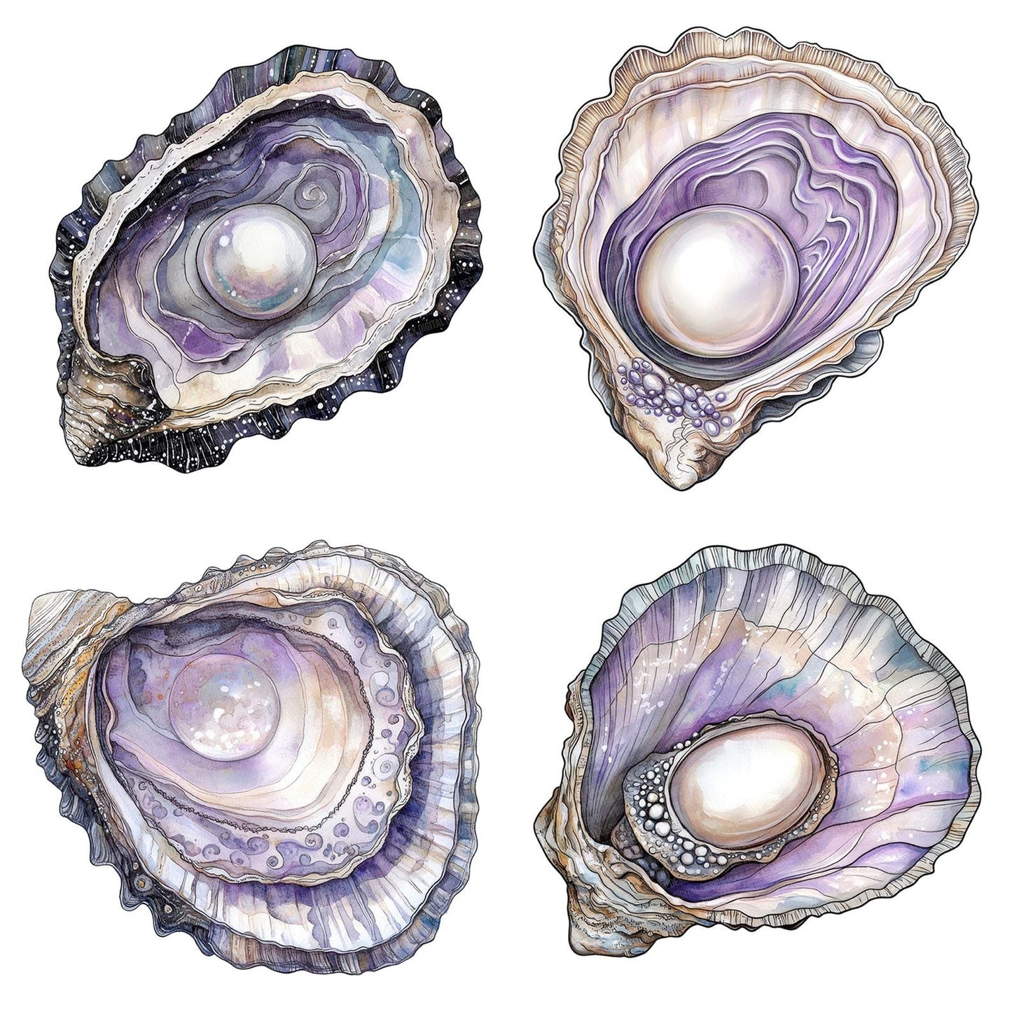 Folk Oyster with Pearl Clipart Set (DDD005598)