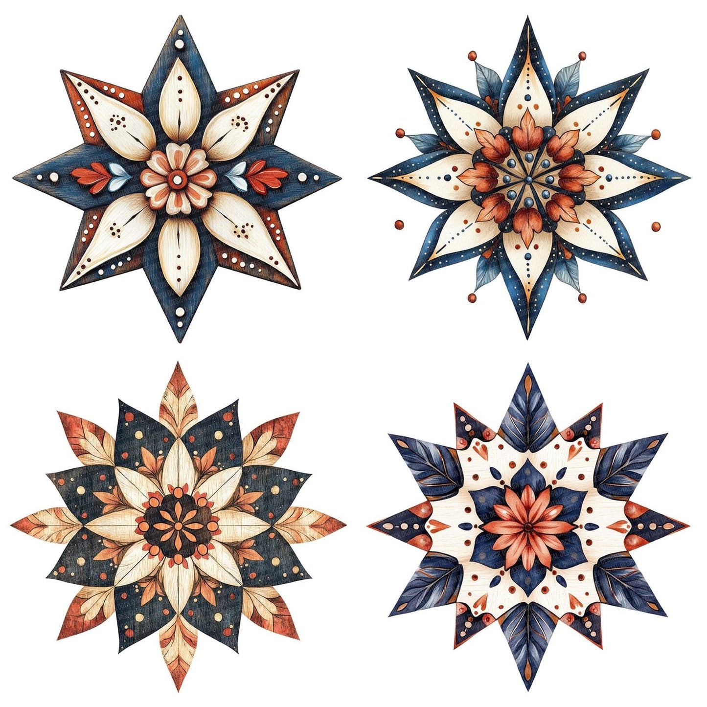 Folk Rosette Star Clipart Set (DDD005608)