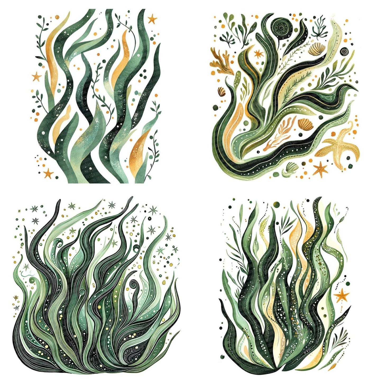 Folk Seaweed Cluster Clipart Set (DDD005611)