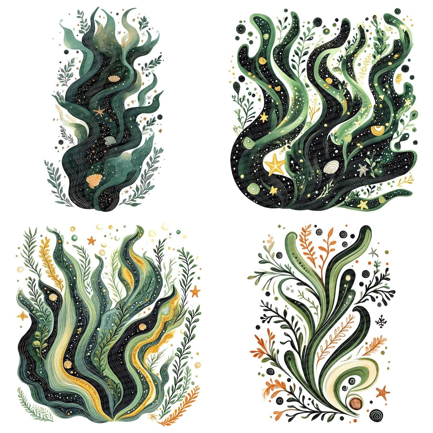 Folk Seaweed Cluster Clipart Set (DDD005611)