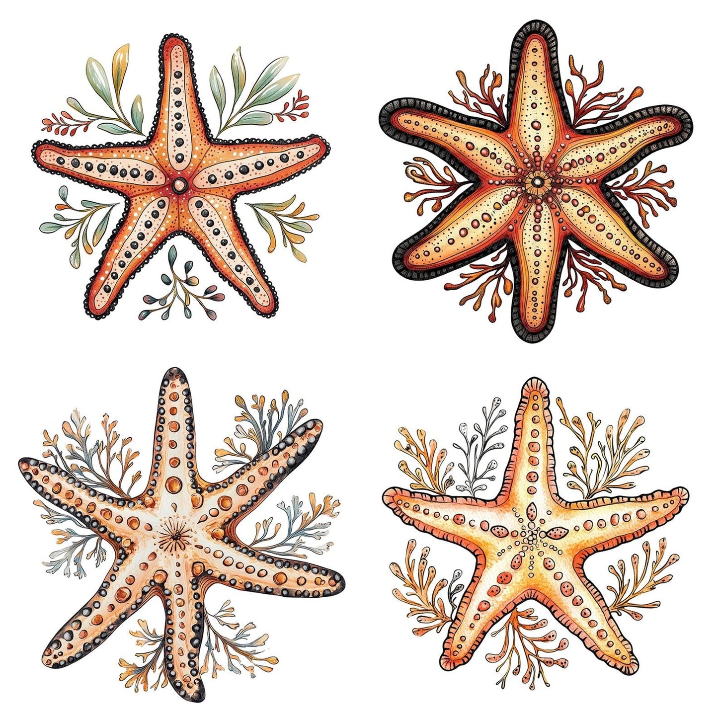 Folk Starfish Mandala Clipart Set (DDD005617)