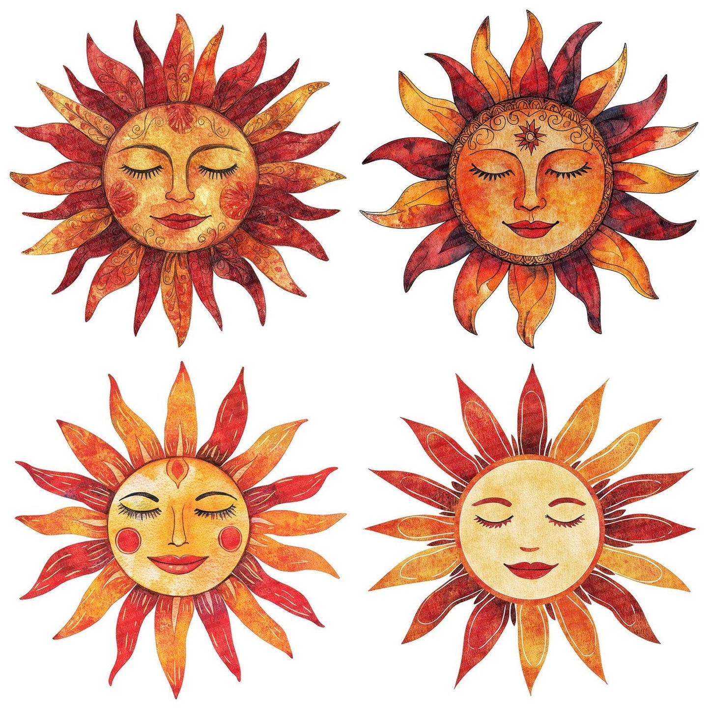 Folk Sun Face Clipart Set (DDD005619)
