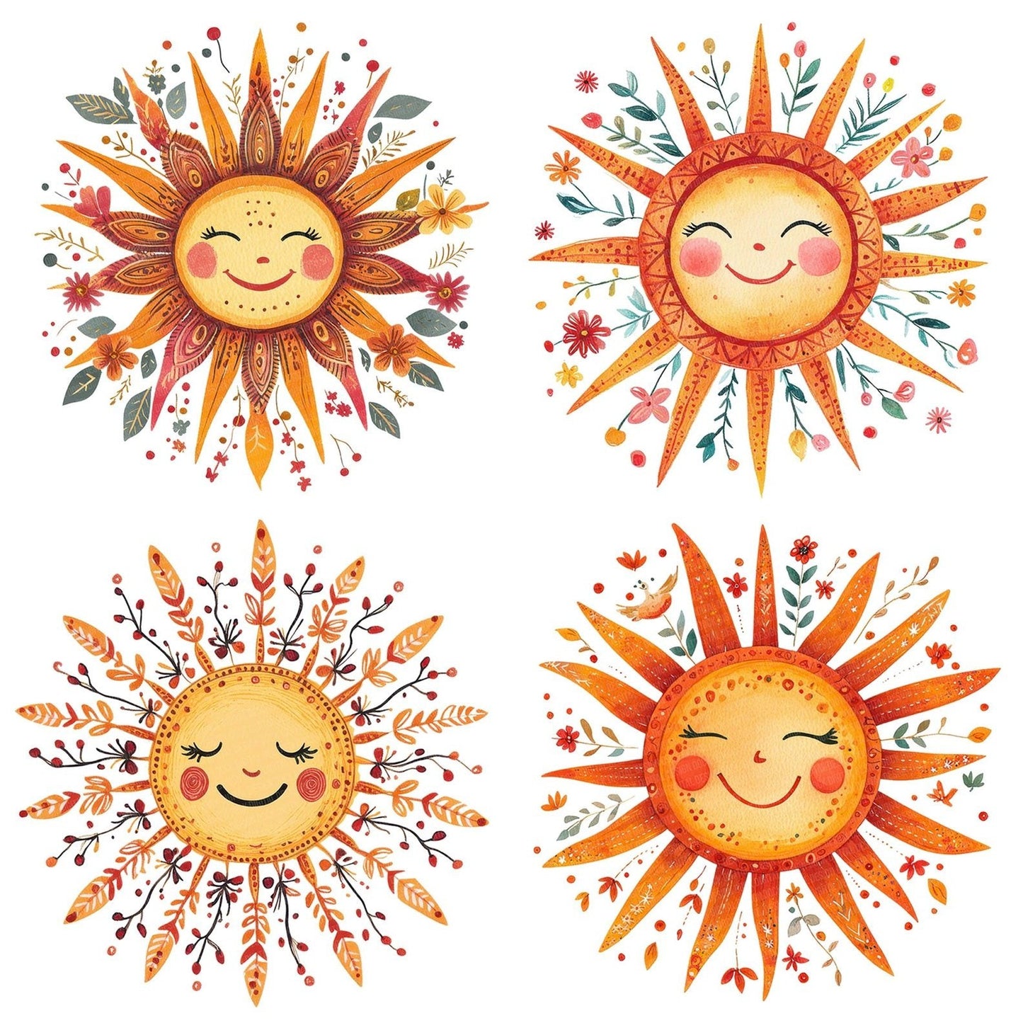 Folk Sun with Face Clipart Set (DDD005620)