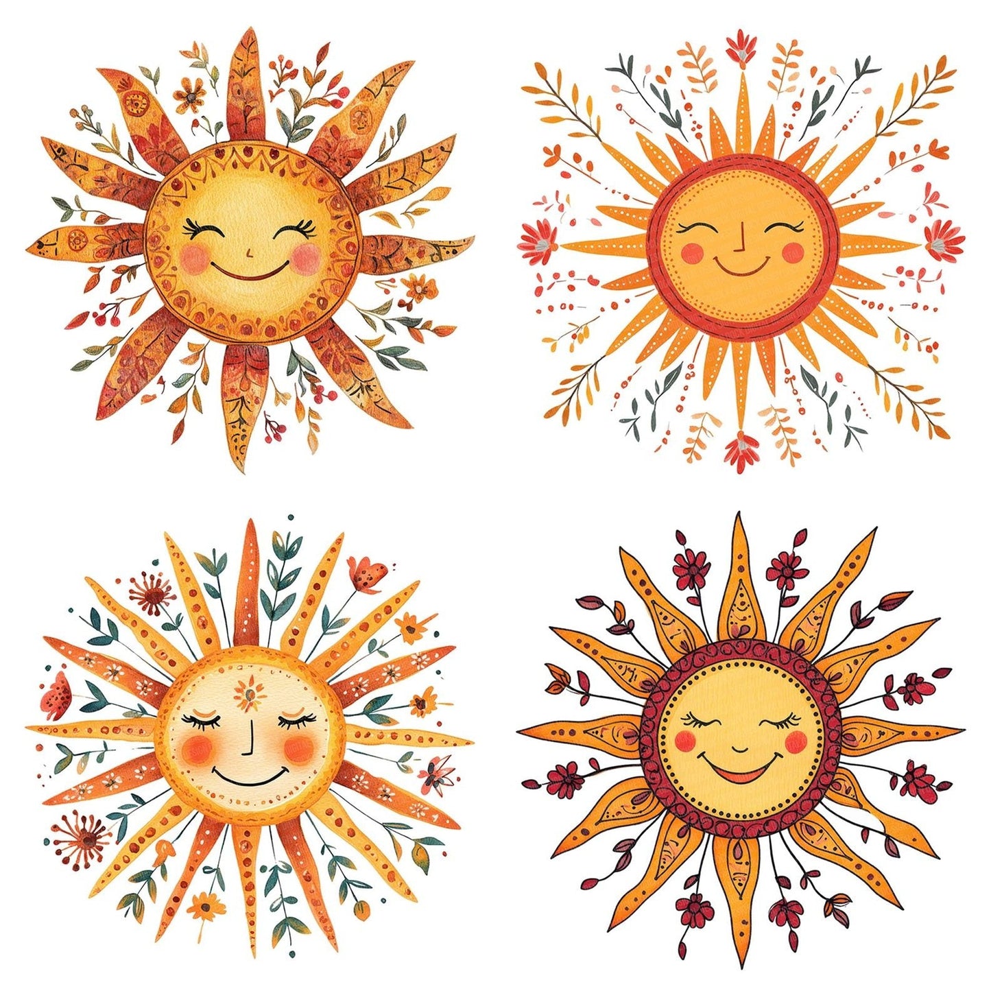 Folk Sun with Face Clipart Set (DDD005620)