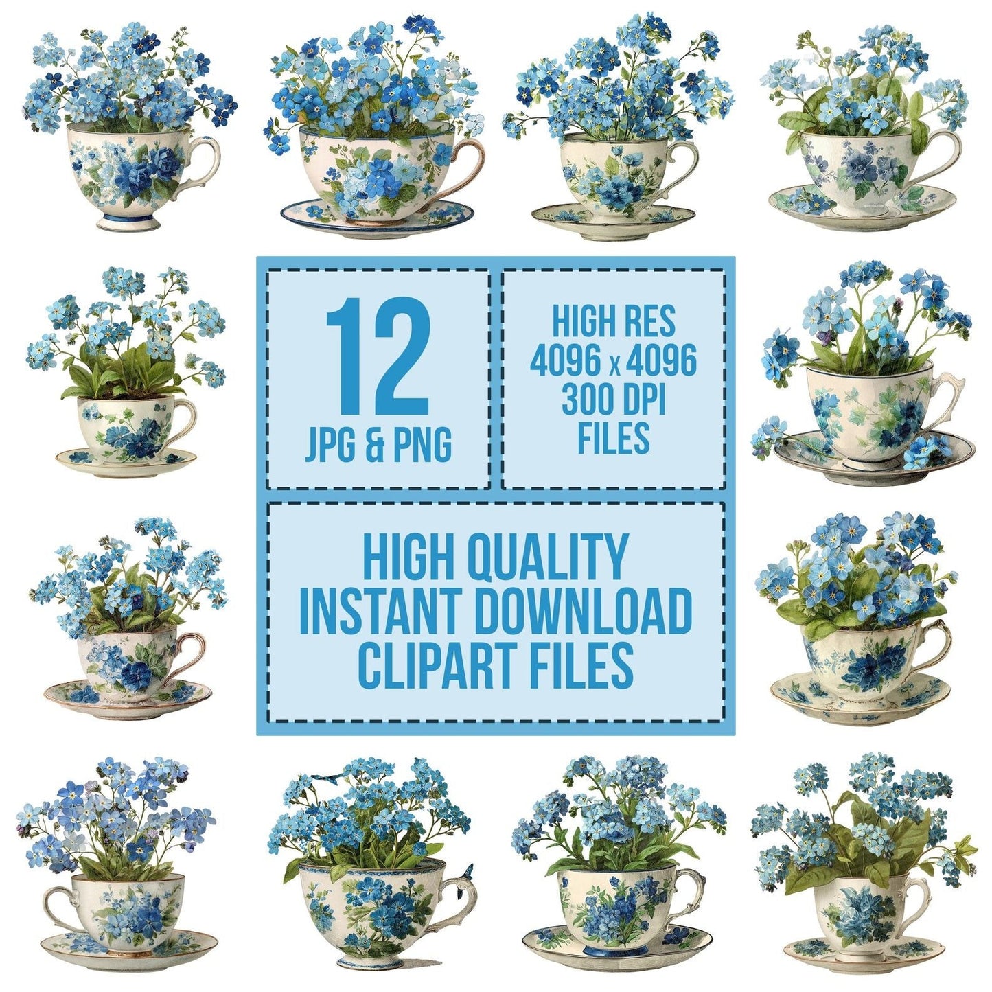 Forget Me Not Teacup Clipart Set (DDD005640)