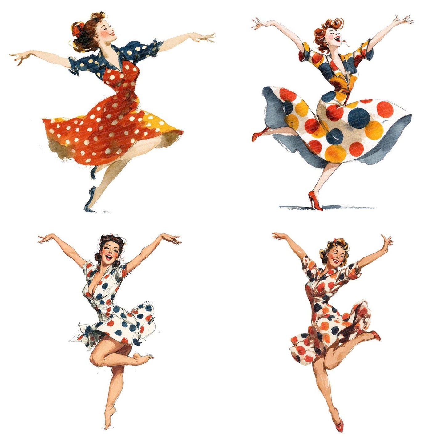 Forties Jitterbug Dancer Clipart Set (DDD005641)
