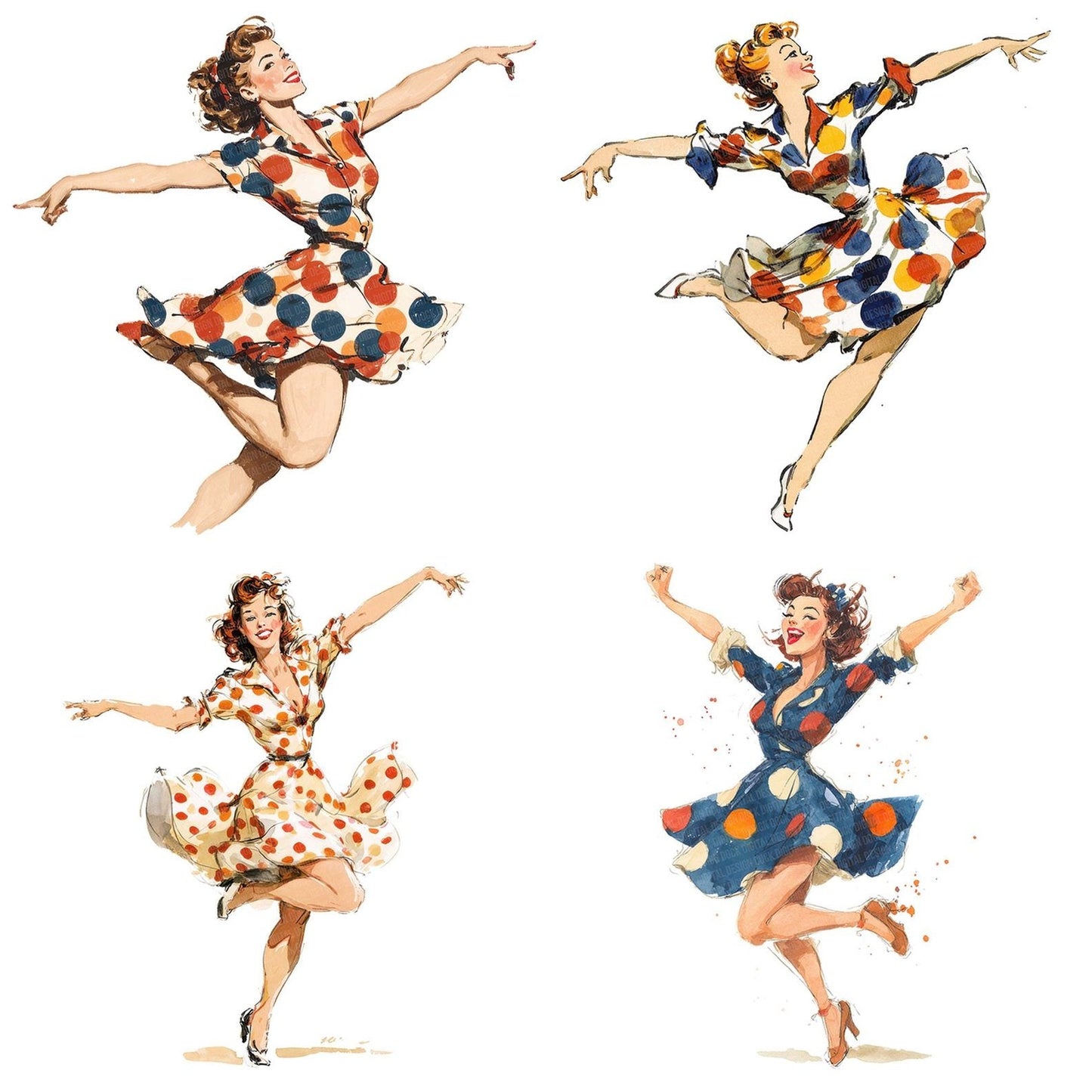 Forties Jitterbug Dancer Clipart Set (DDD005641)