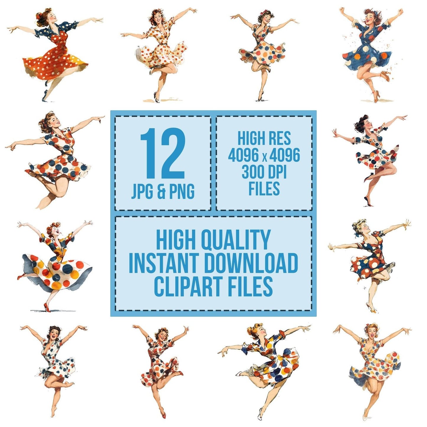 Forties Jitterbug Dancer Clipart Set (DDD005641)