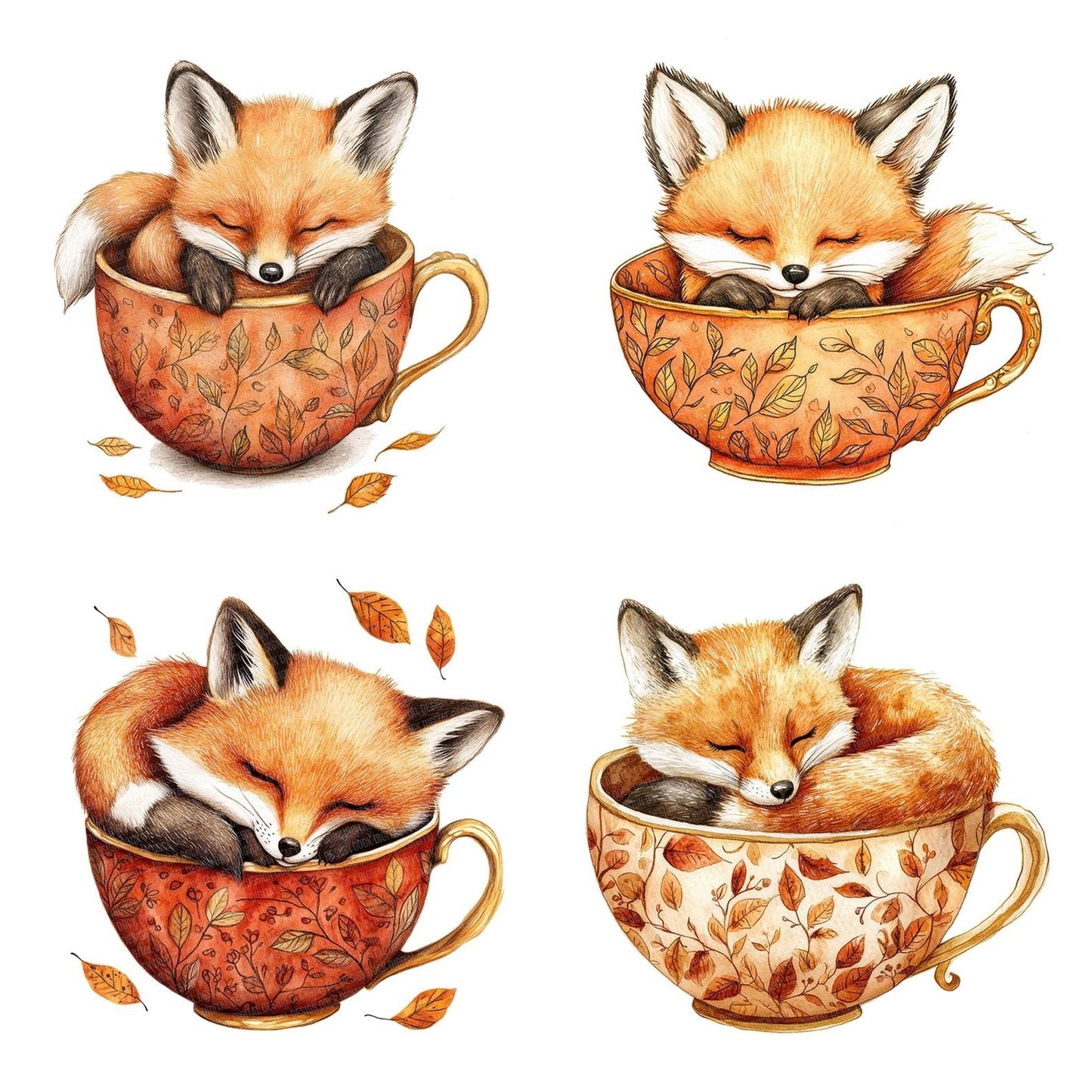 Fox in Autumn Teacup Clipart Set (DDD005644)