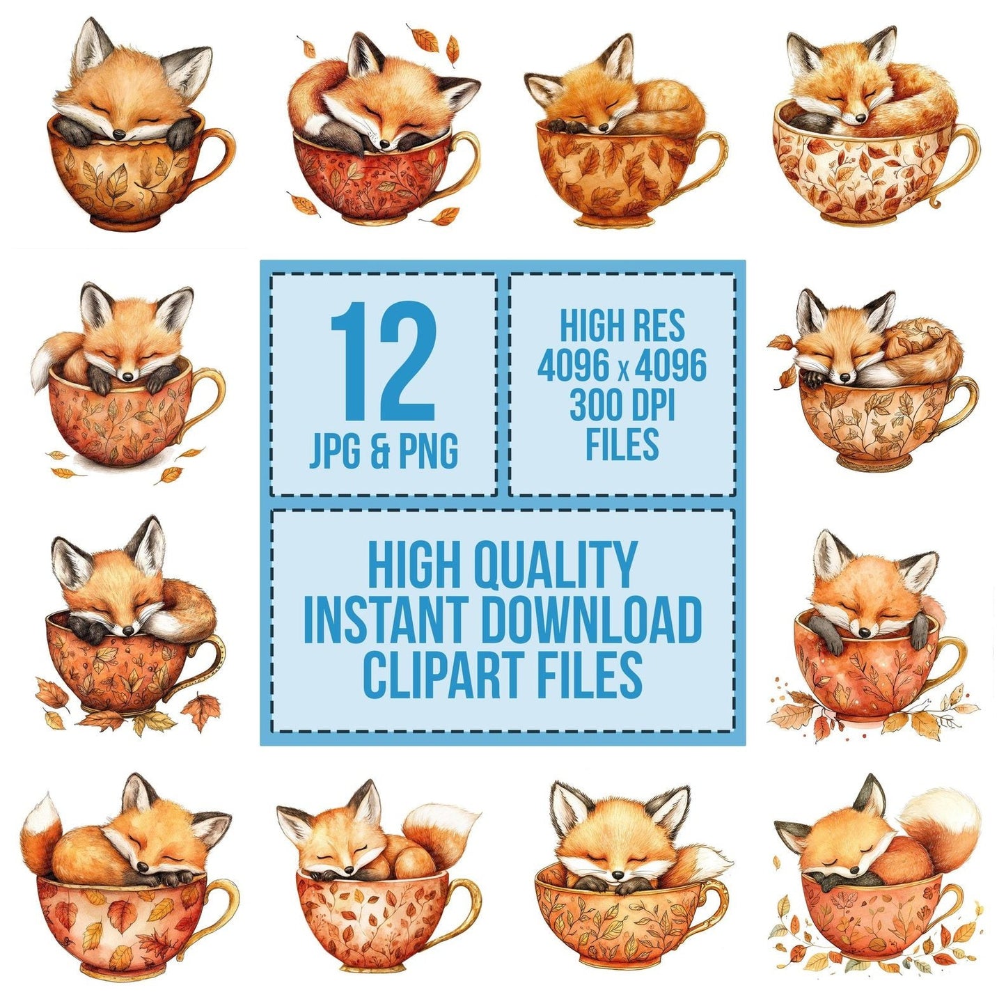 Fox in Autumn Teacup Clipart Set (DDD005644)
