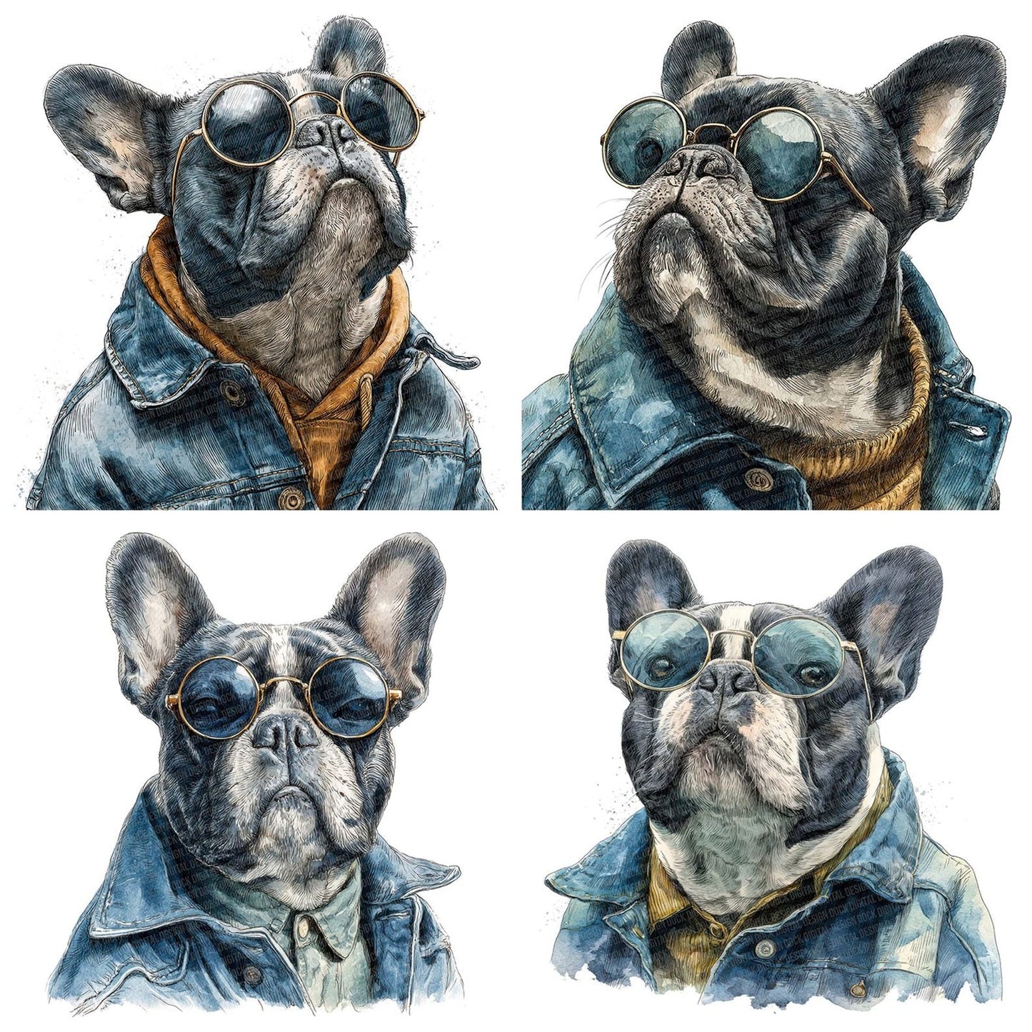French Bulldog Sunglasses Clipart Set (DDD005650)