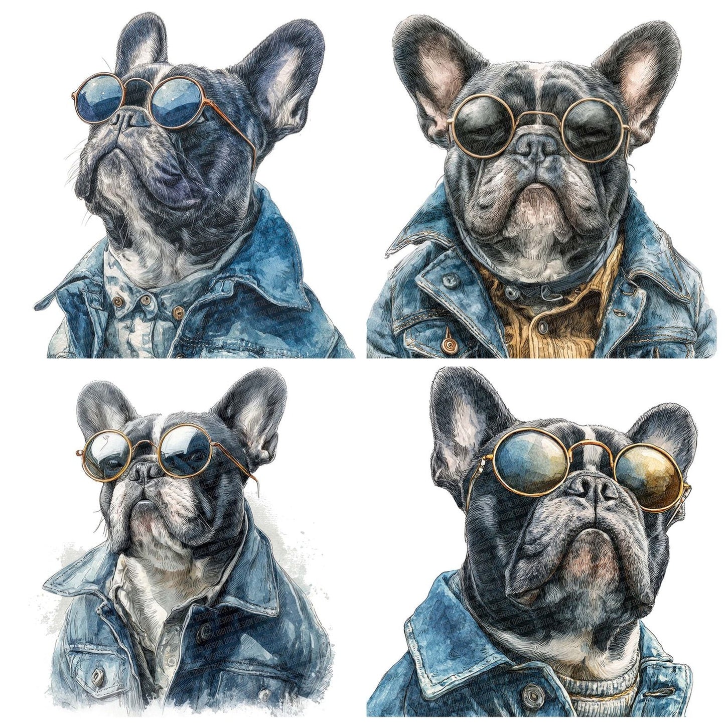 French Bulldog Sunglasses Clipart Set (DDD005650)