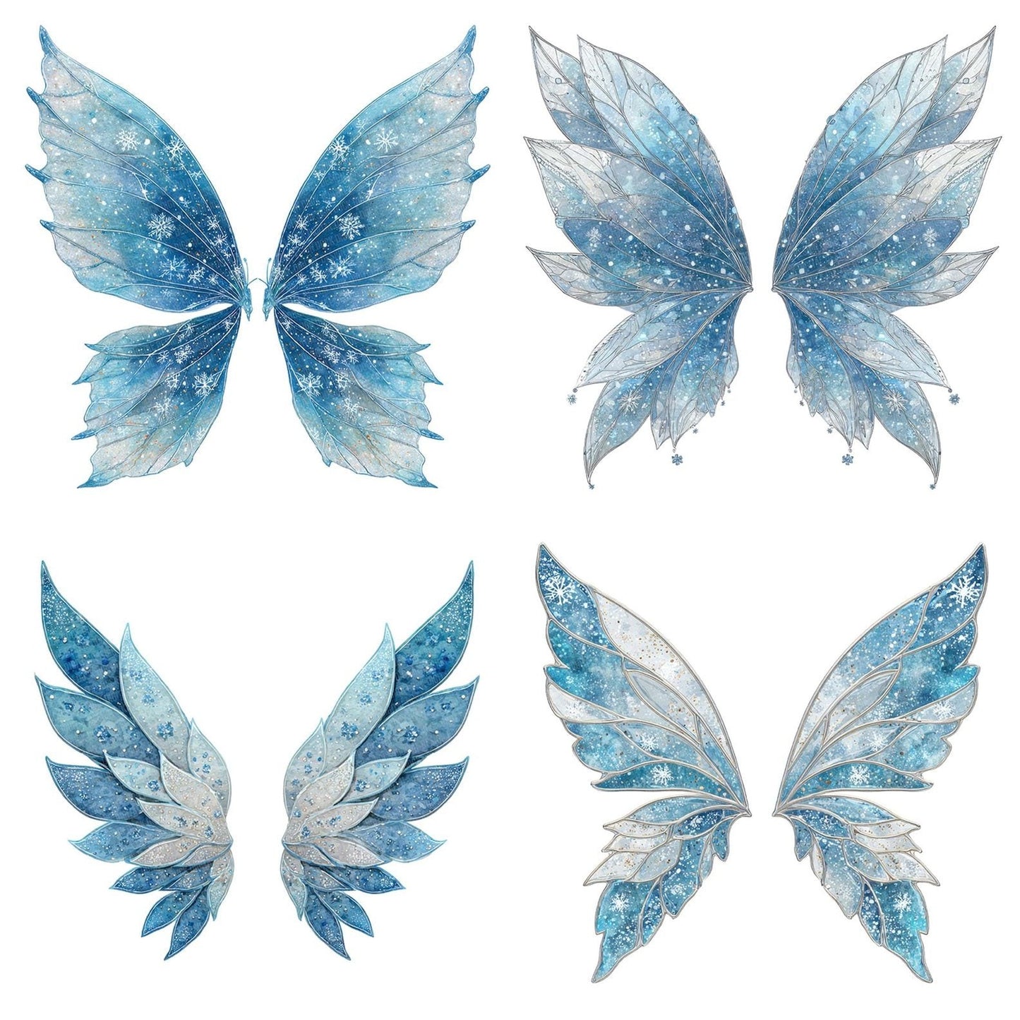 Frosted Snowflake Fairy Wings Clipart Set (DDD005658)