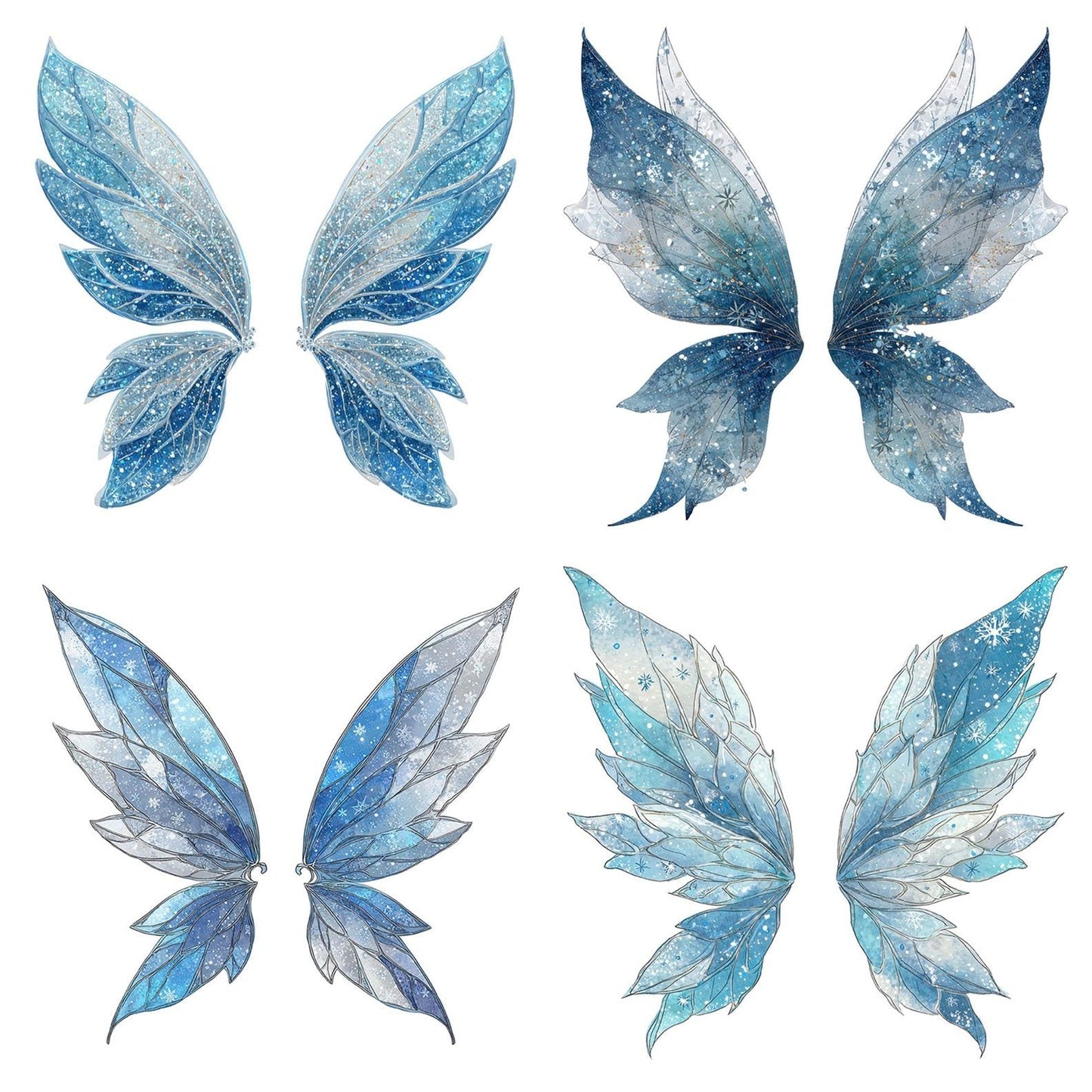 Frosted Snowflake Fairy Wings Clipart Set (DDD005658)