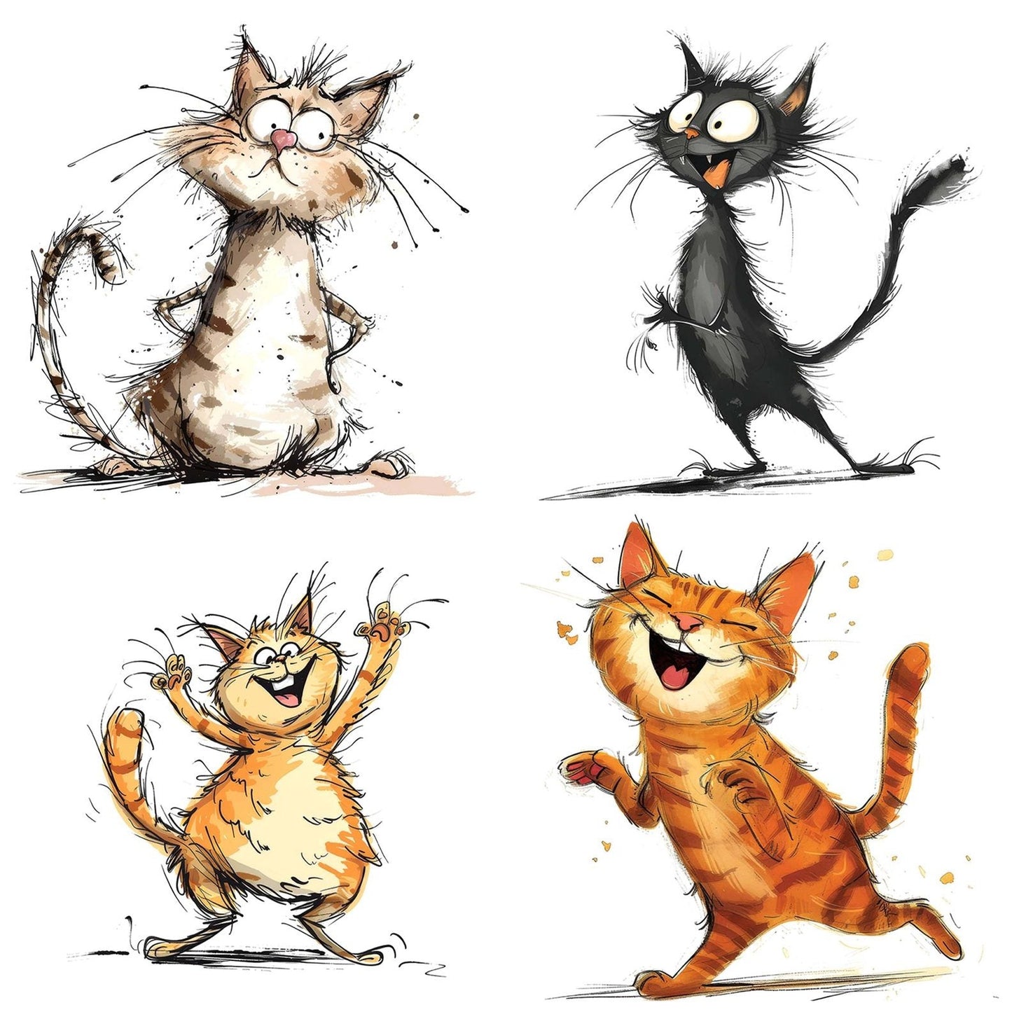 Funny Cat Illustration Clipart Set (DDD005665)