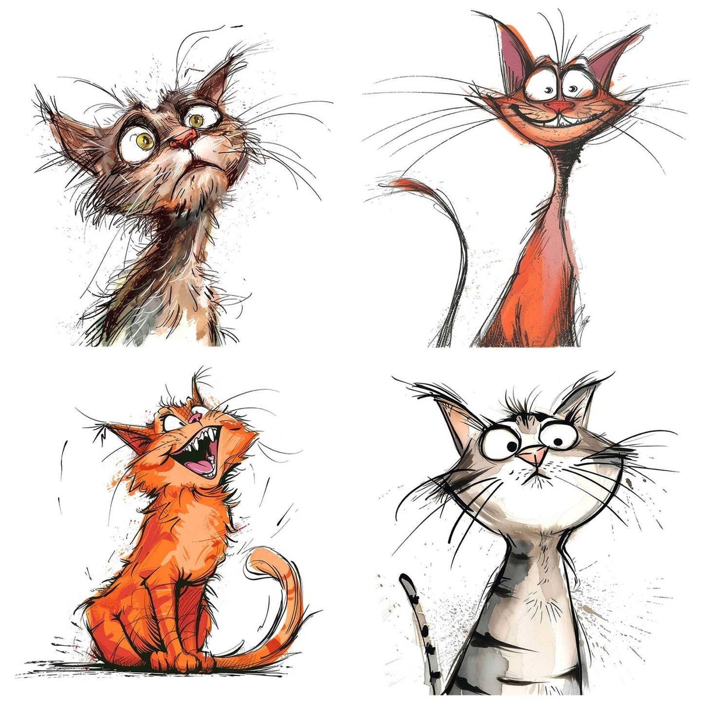 Funny Cat Illustration Clipart Set (DDD005665)