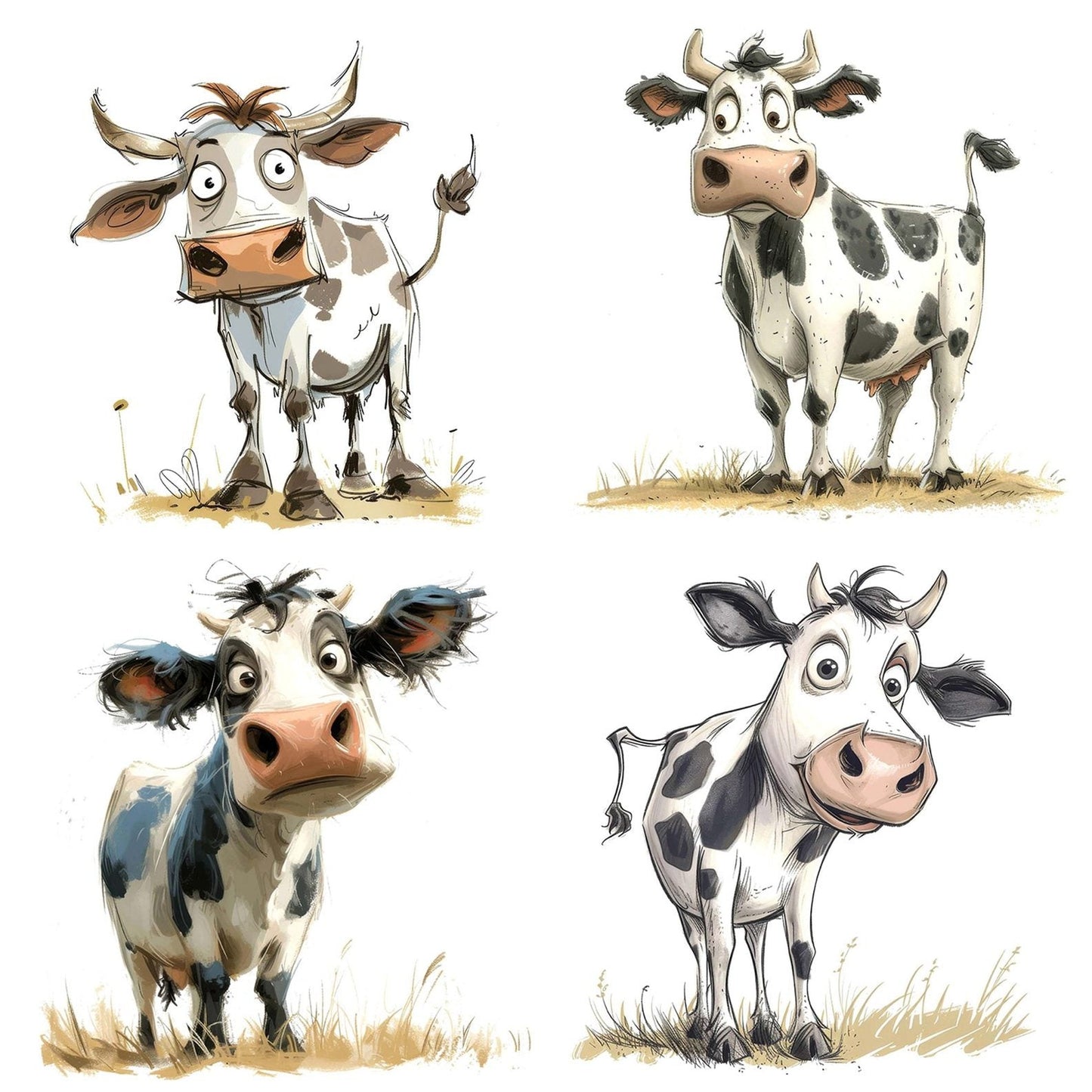 Funny Cow Illustration Clipart Set (DDD005666)