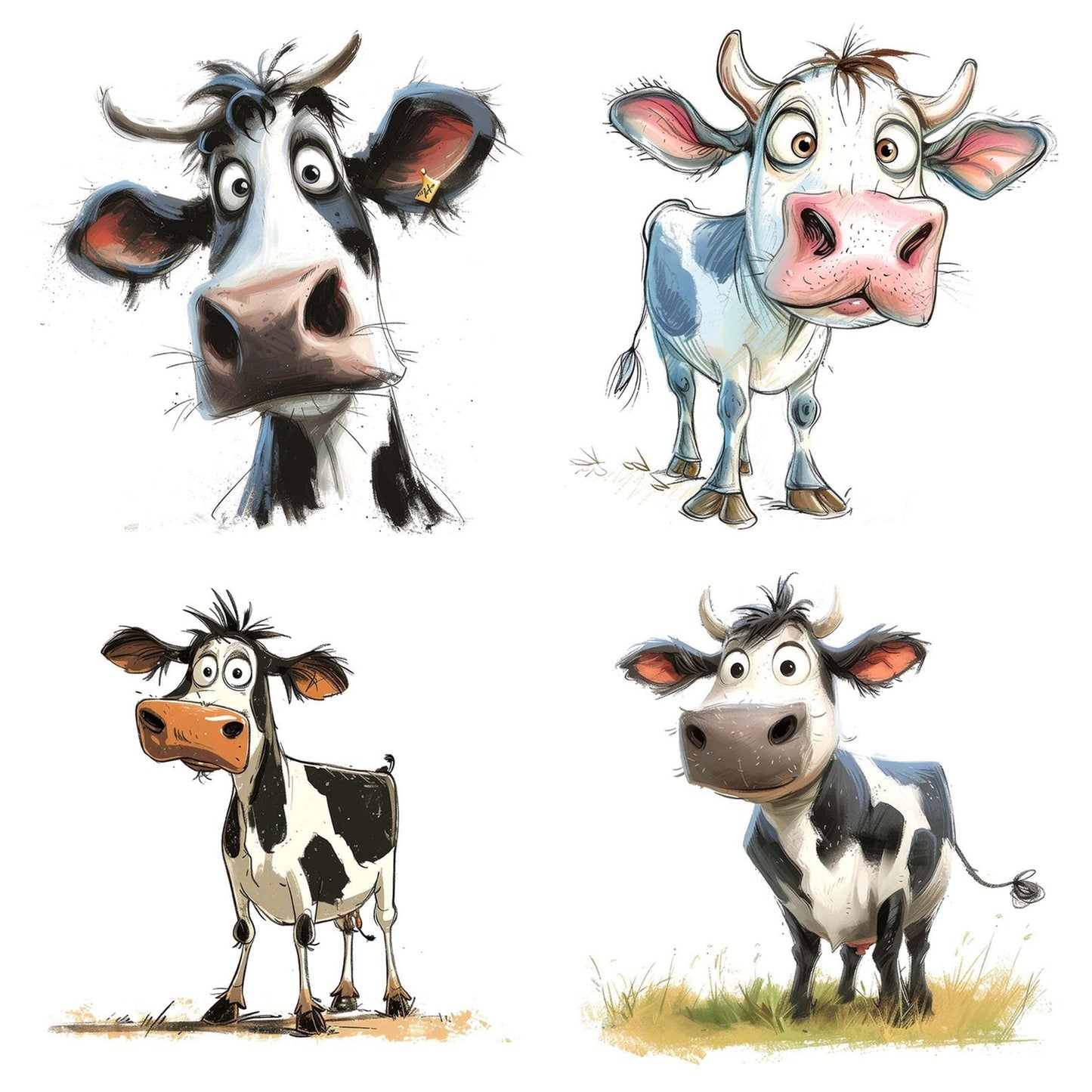 Funny Cow Illustration Clipart Set (DDD005666)