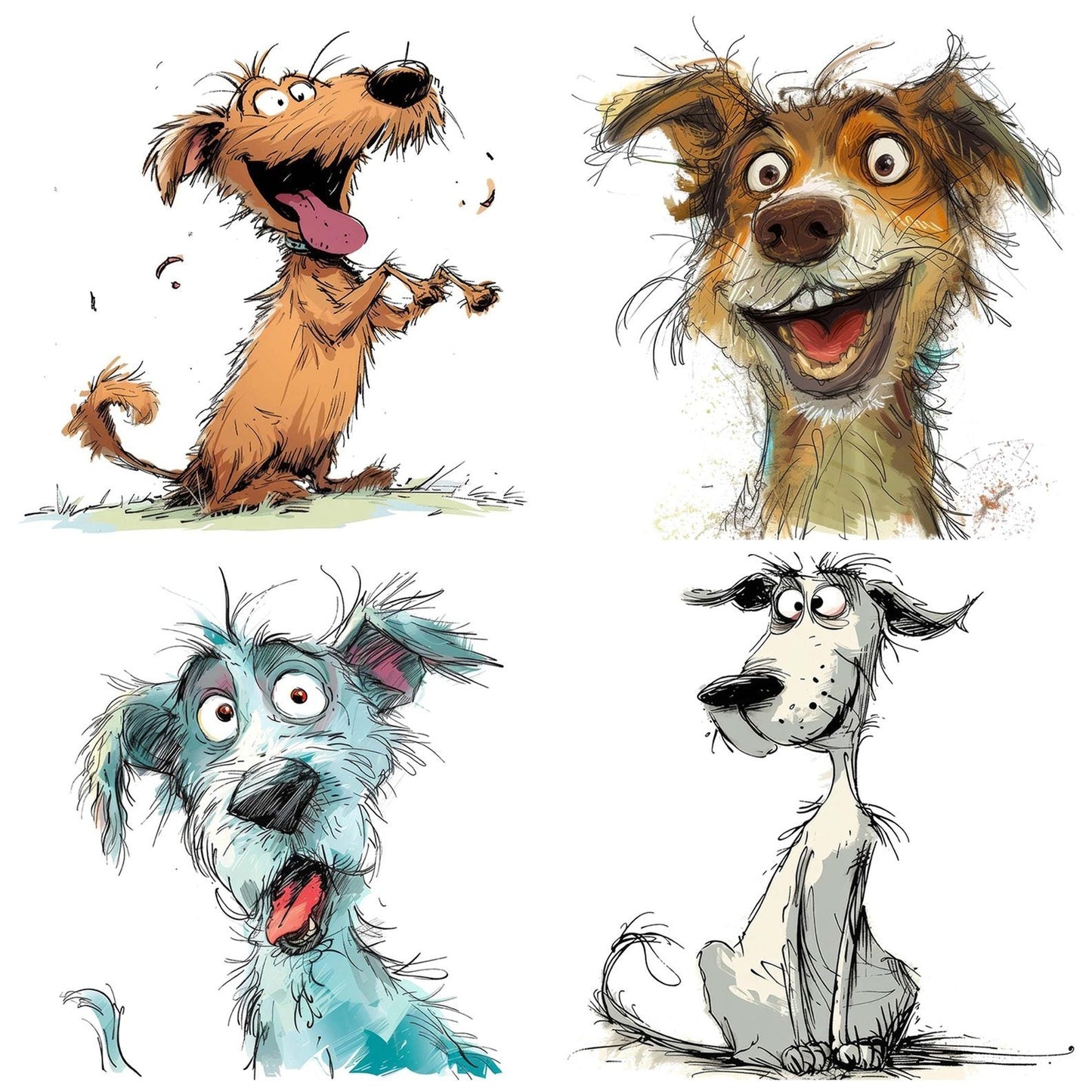 Funny Dog Illustration Clipart Set (DDD005668)