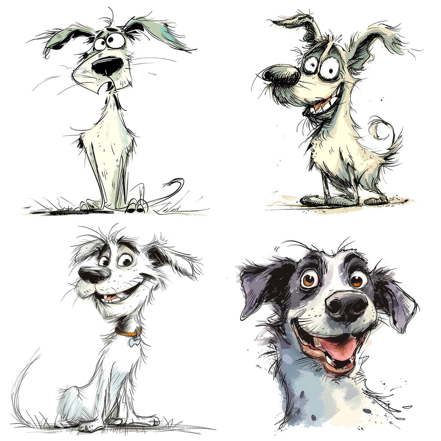 Funny Dog Illustration Clipart Set (DDD005668)