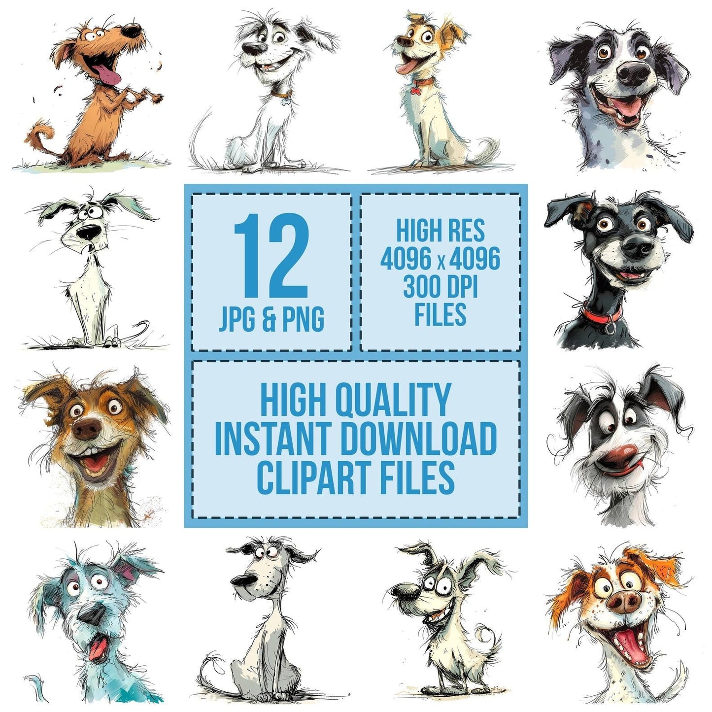 Funny Dog Illustration Clipart Set (DDD005668)