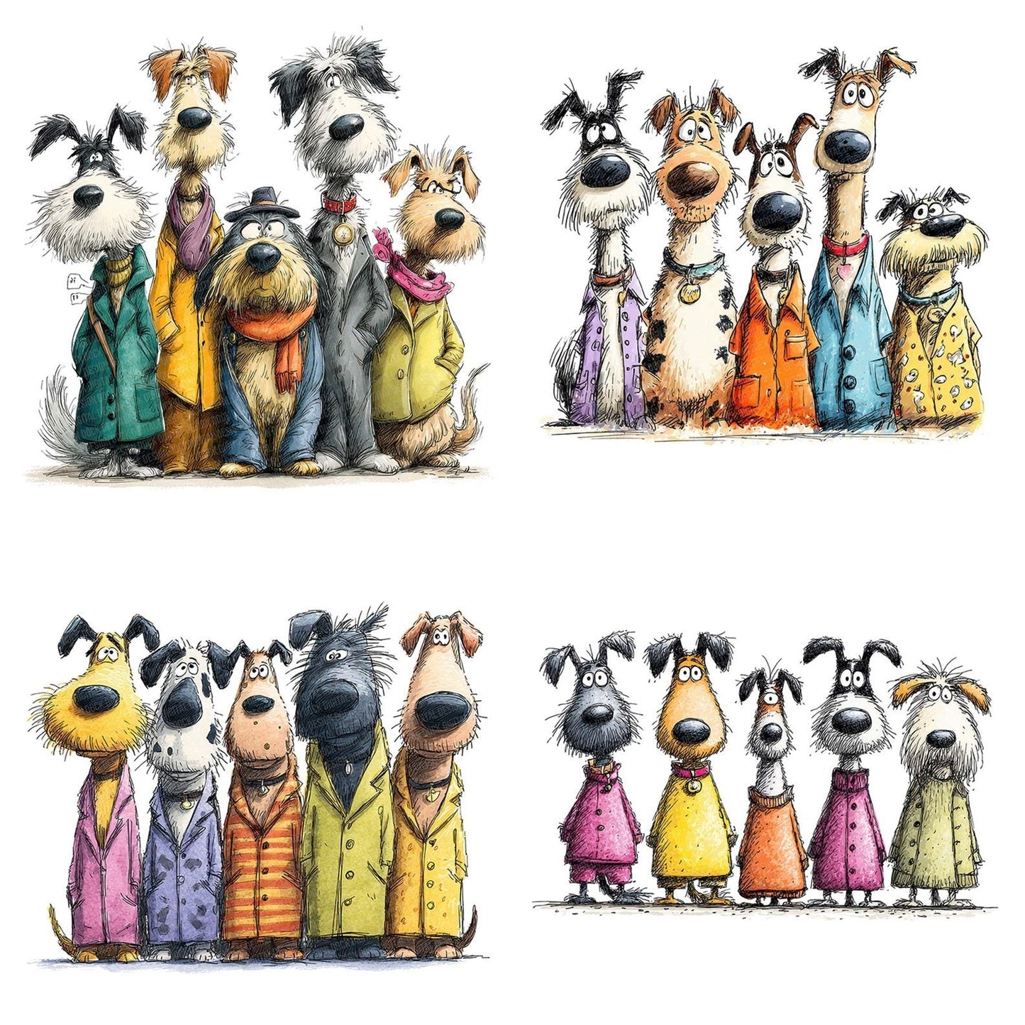 Funny Dog Line Up Clipart Set (DDD005669)