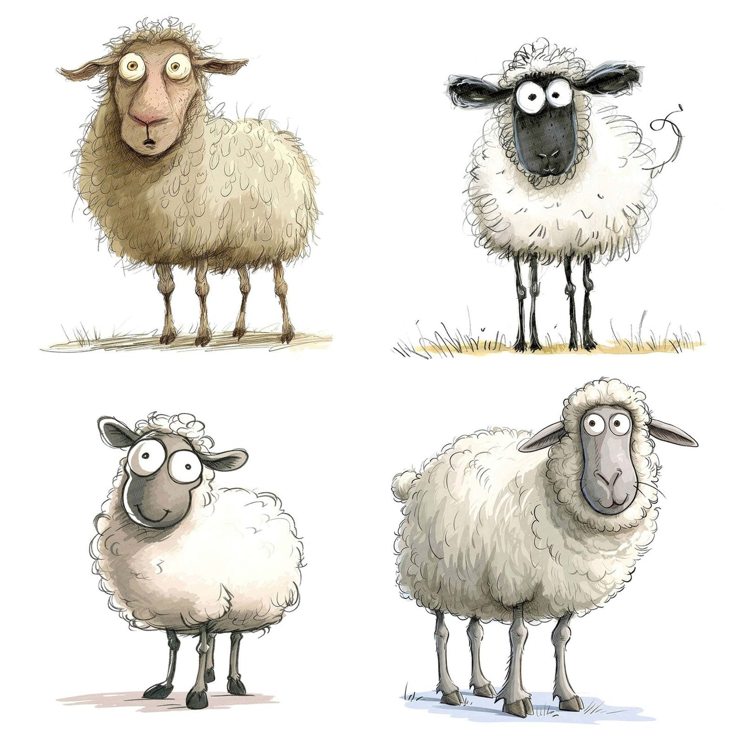 Funny Sheep Set One Clipart Set (DDD005674)