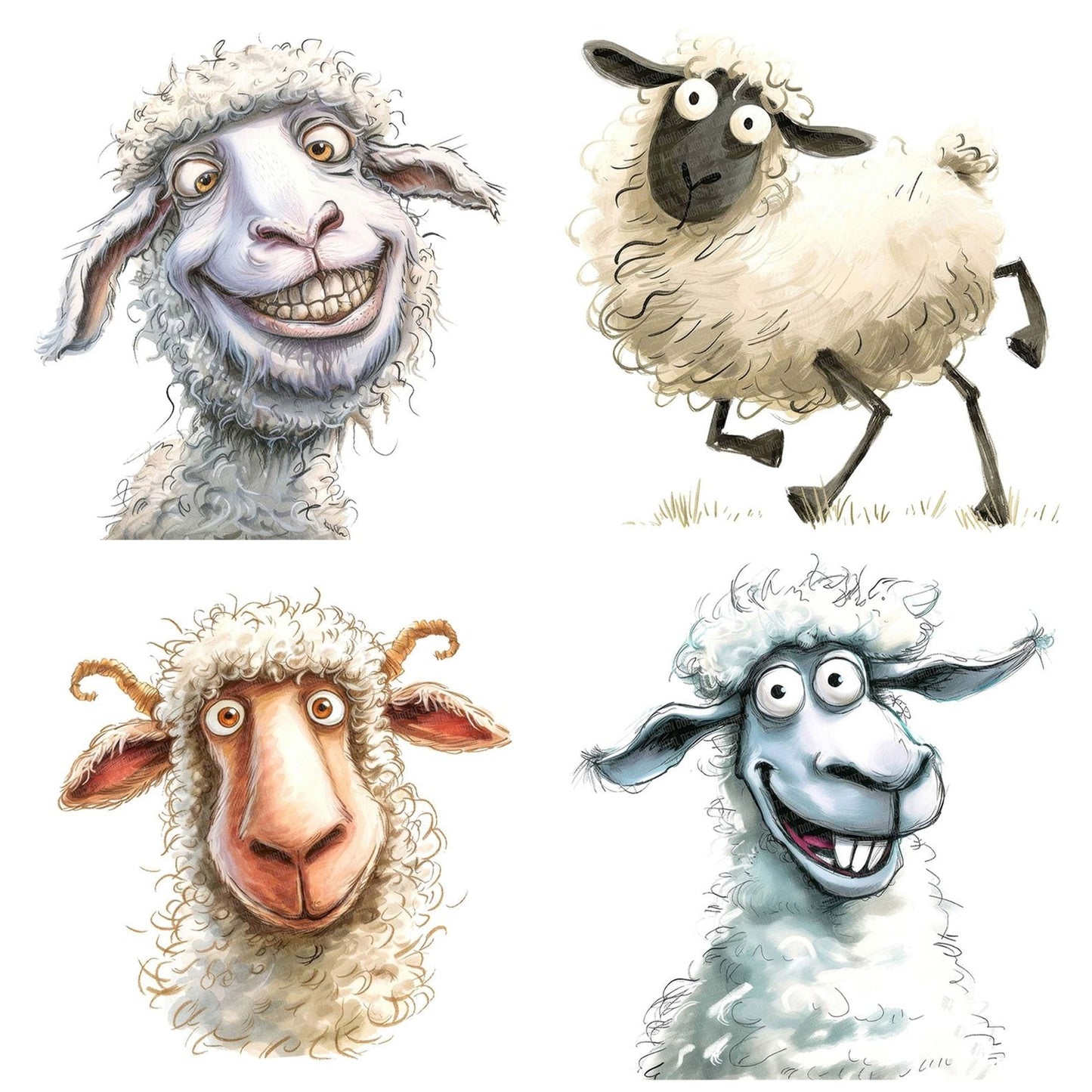 Funny Sheep Set One Clipart Set (DDD005674)
