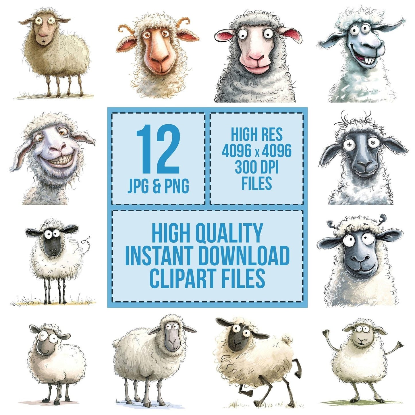 Funny Sheep Set One Clipart Set (DDD005674)