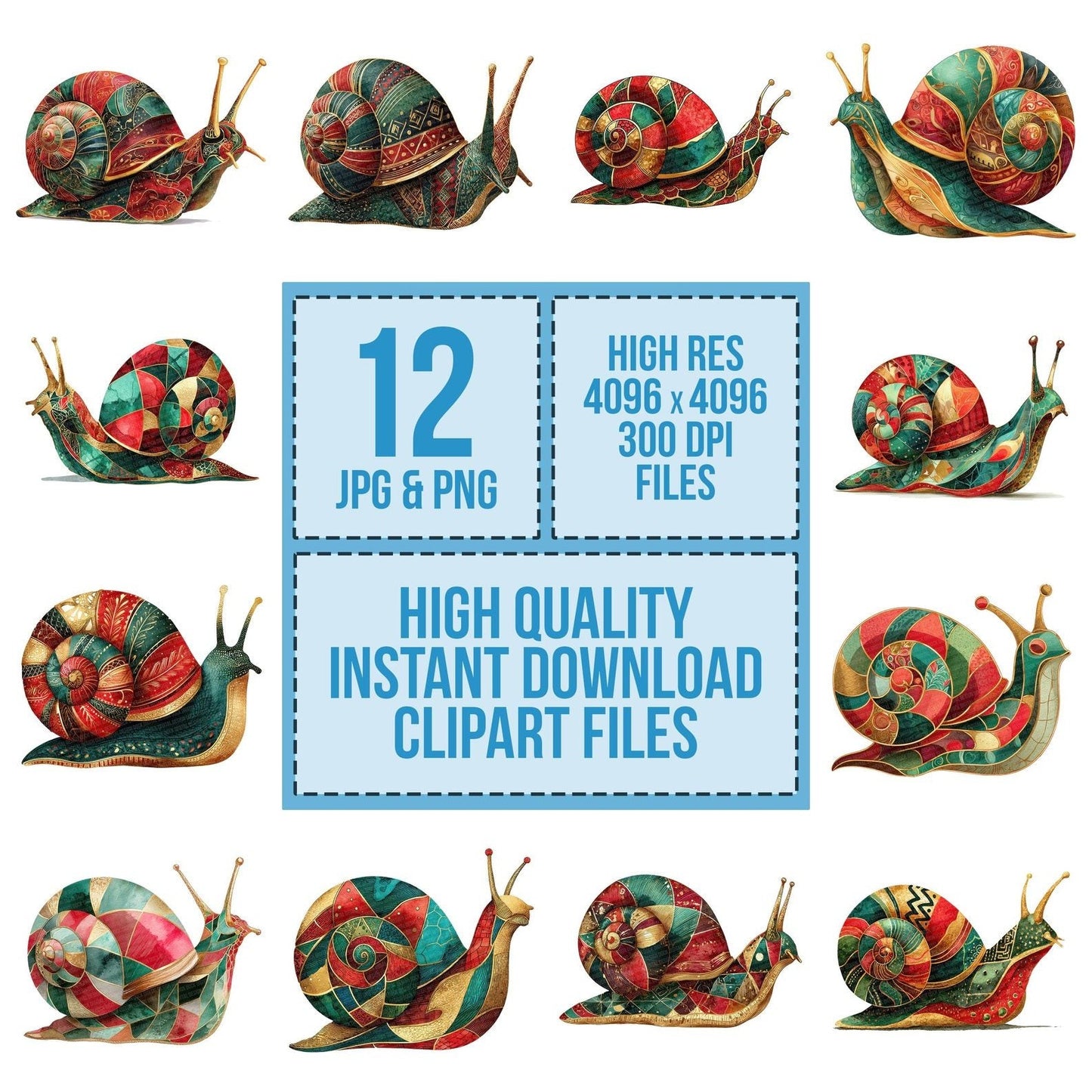 Geometric Colourful Snail Clipart Set (DDD005691)