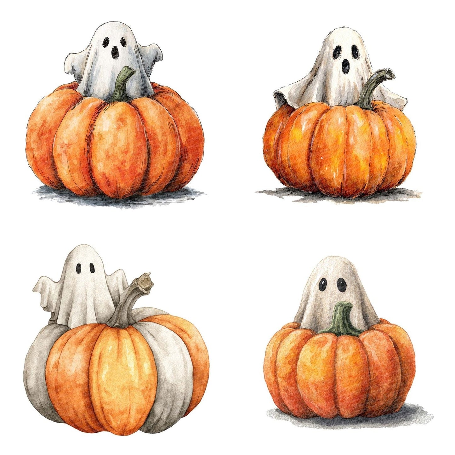 Ghost Pumpkin Clipart Set (DDD005693)