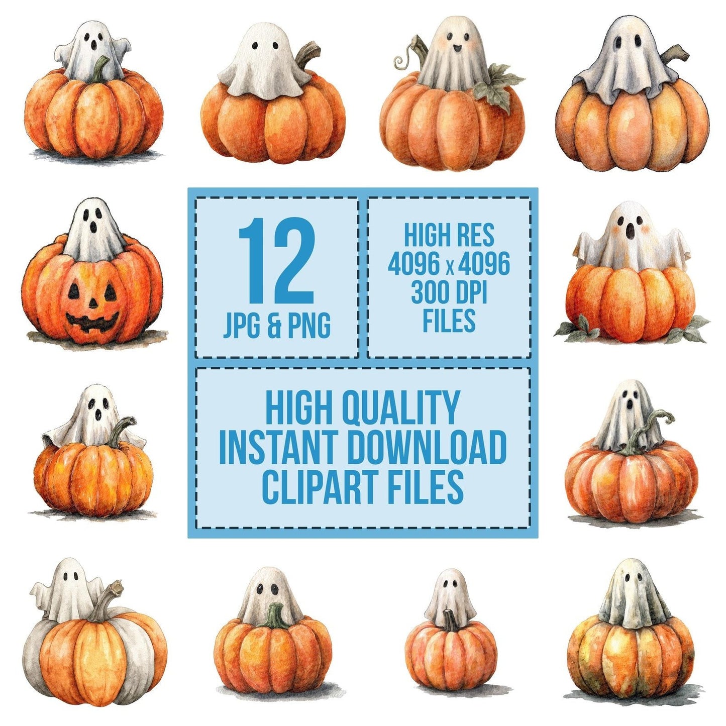 Ghost Pumpkin Clipart Set (DDD005693)