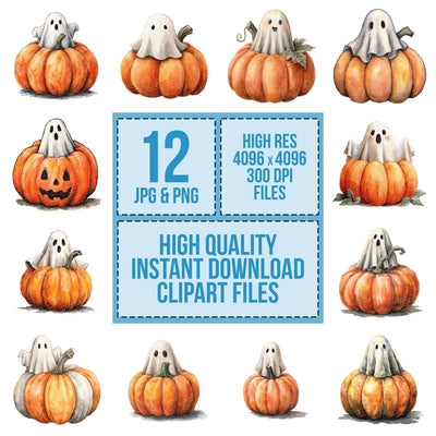 Ghost Pumpkin Clipart Set (DDD005693)
