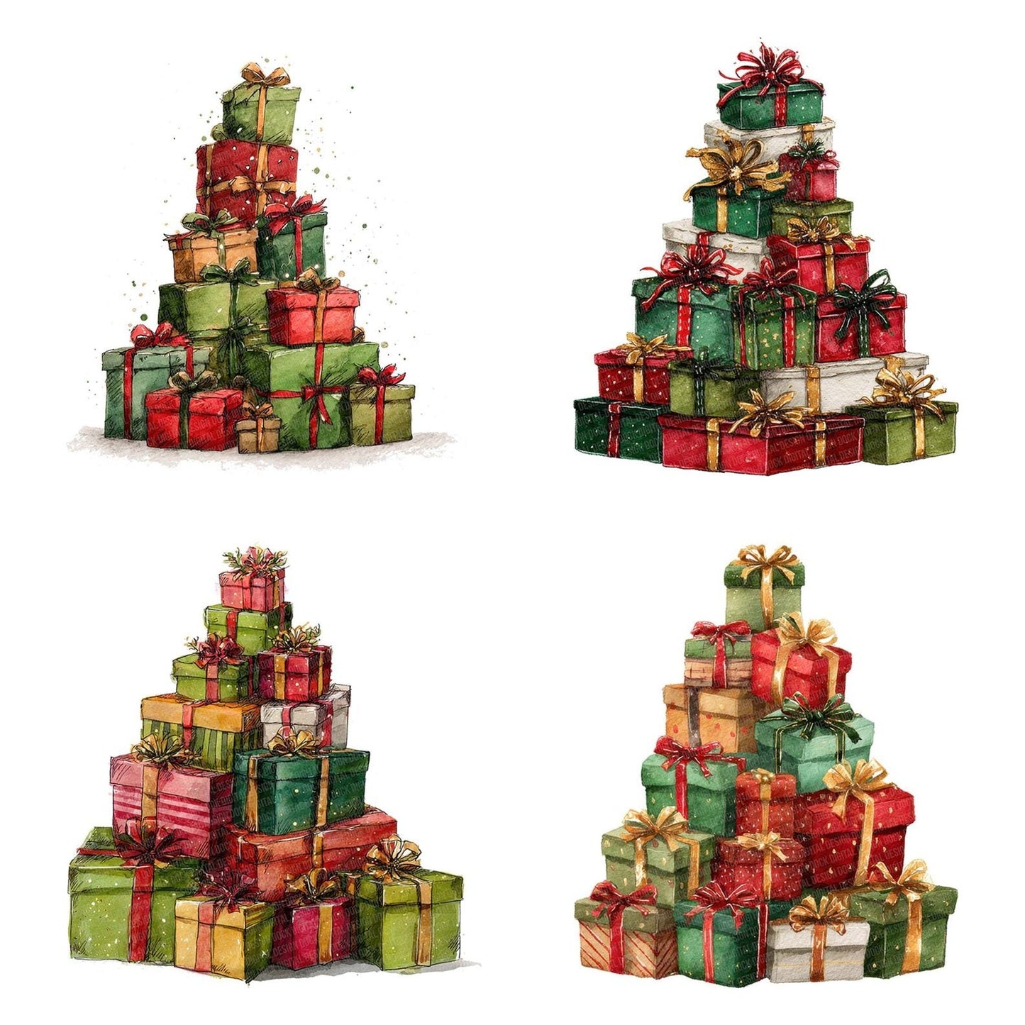 Gift Stack Christmas Tree Clipart Set (DDD005695)