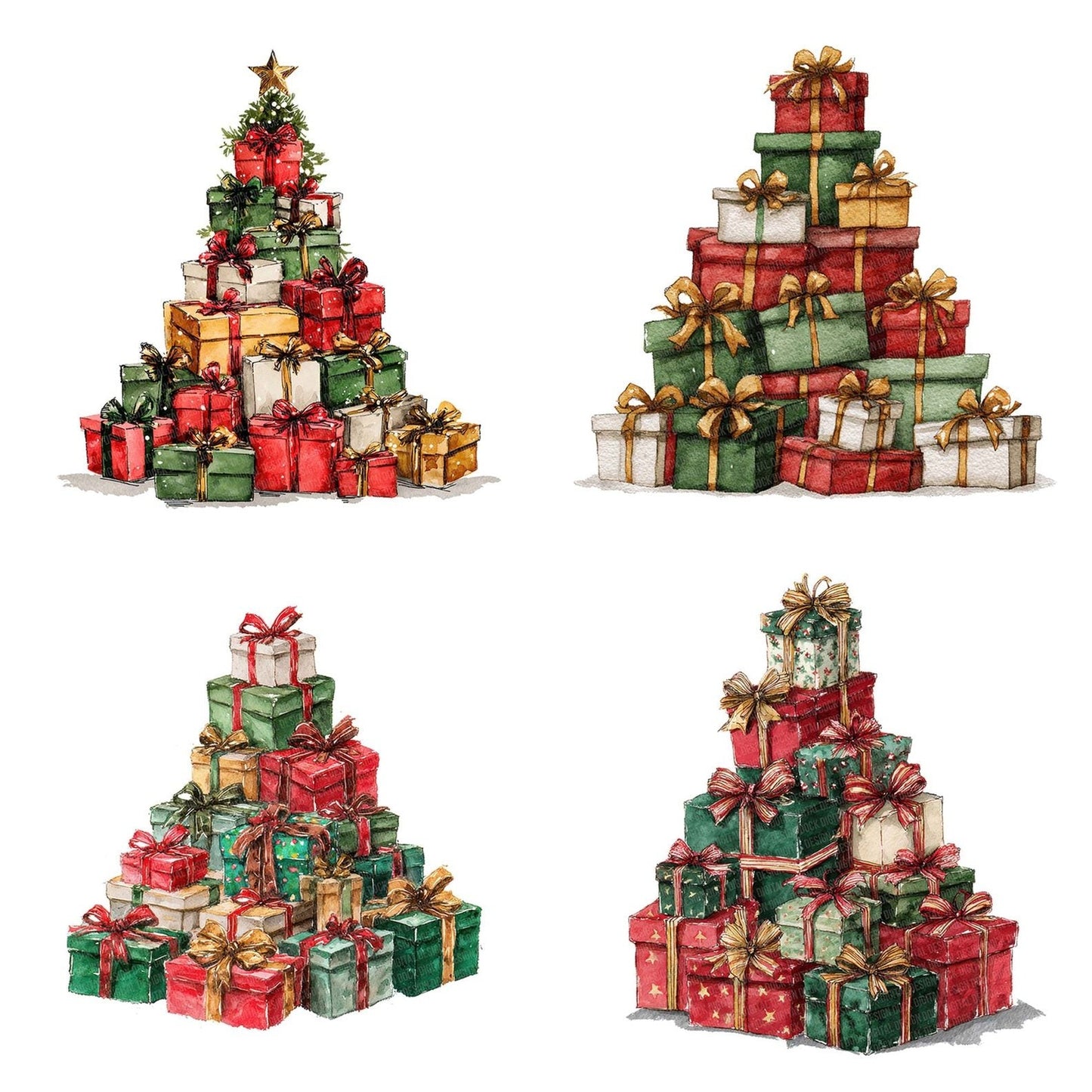 Gift Stack Christmas Tree Clipart Set (DDD005695)