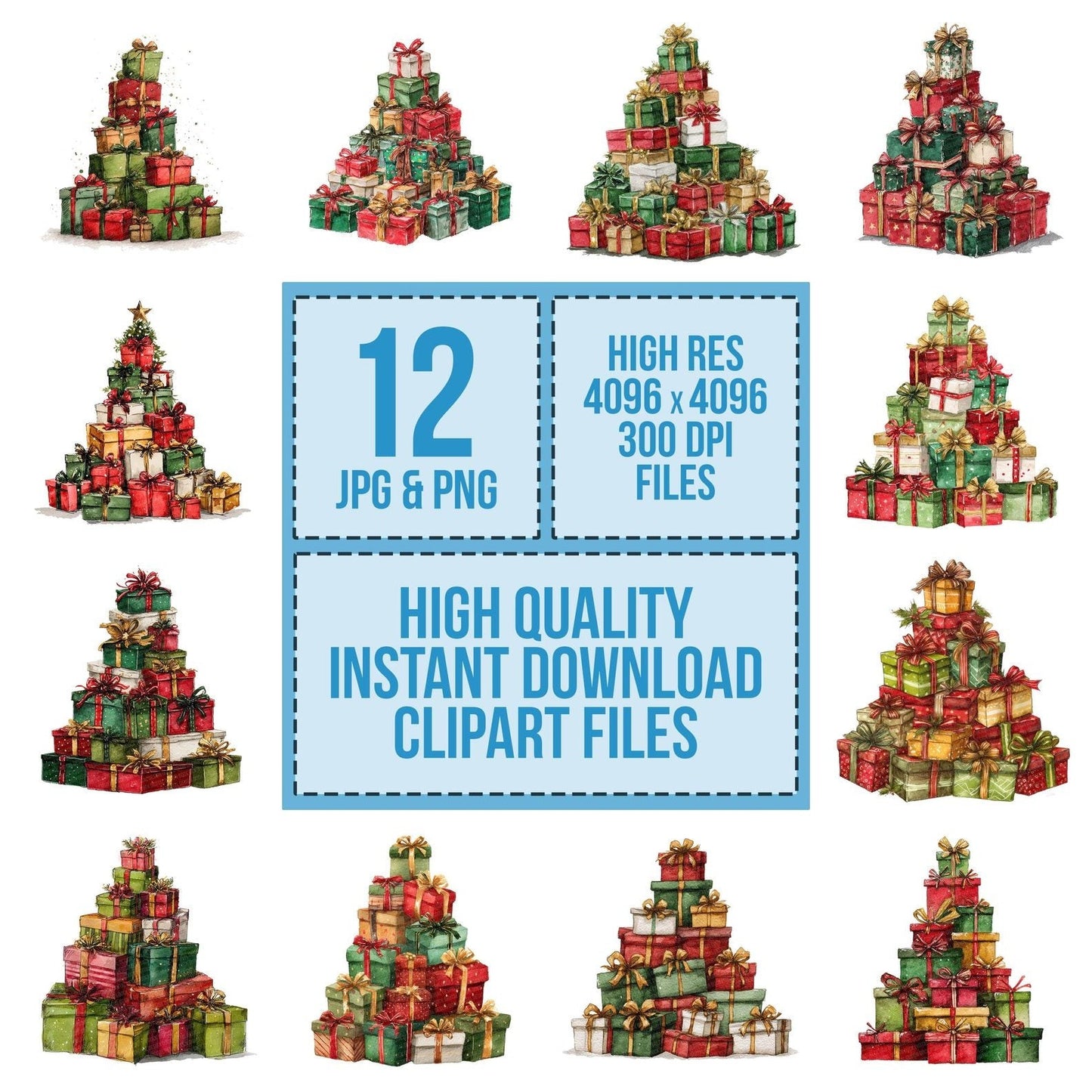 Gift Stack Christmas Tree Clipart Set (DDD005695)
