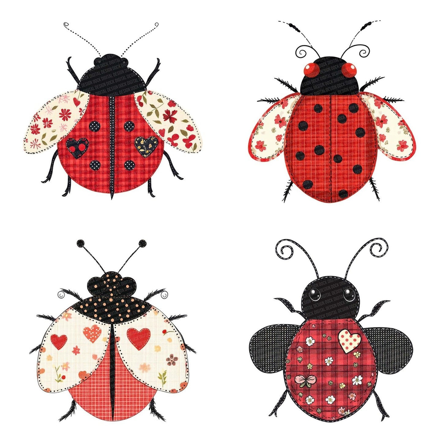 Gingham Patch Ladybird Clipart Set (DDD005697)