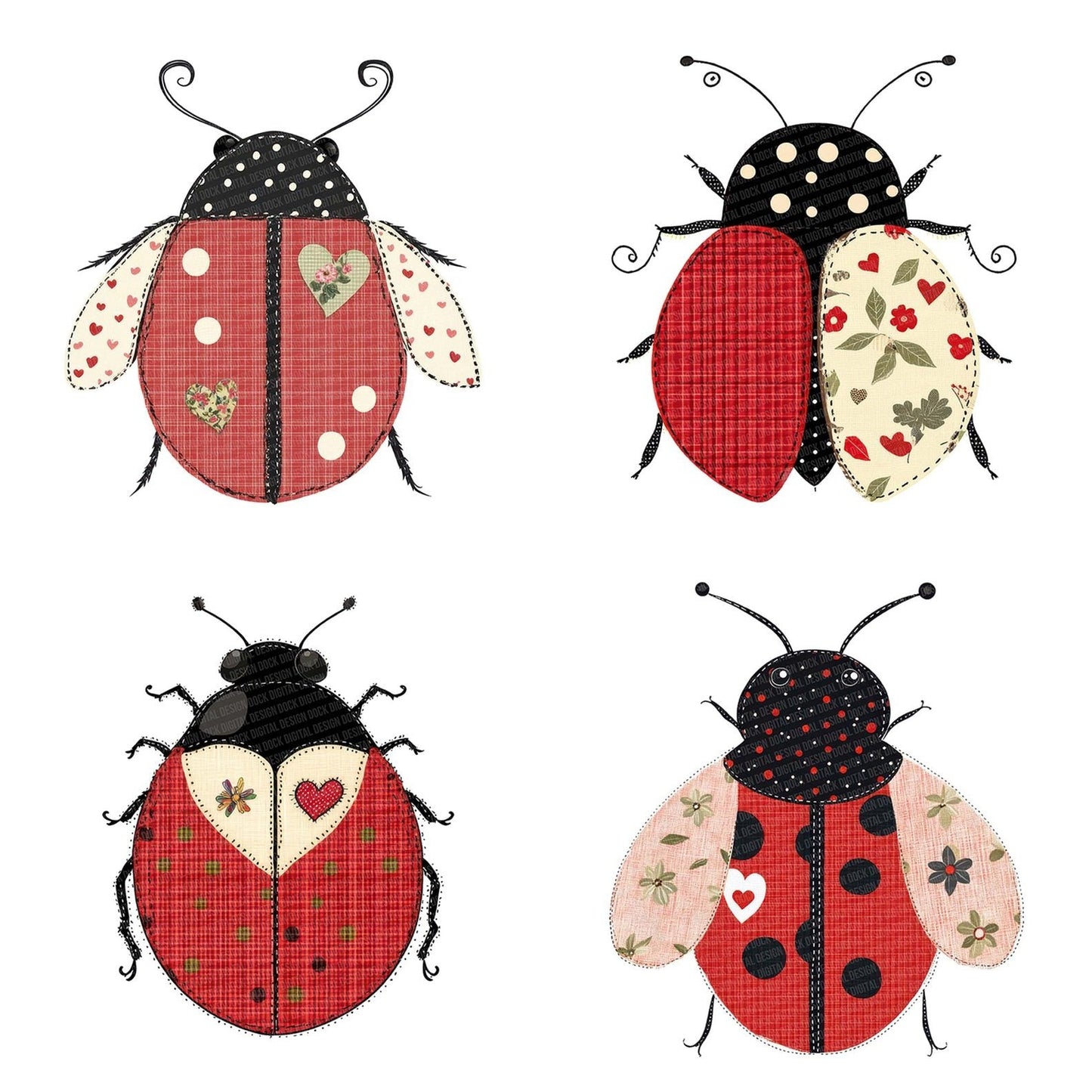 Gingham Patch Ladybird Clipart Set (DDD005697)
