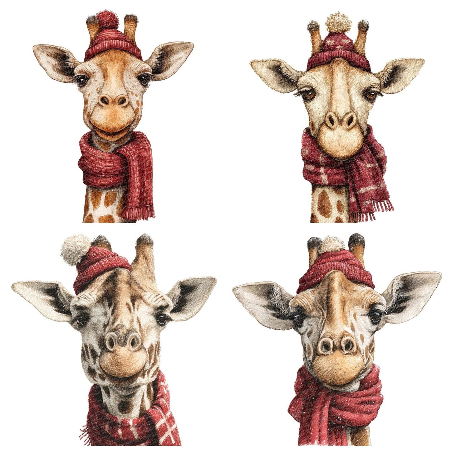 Giraffe Christmas Scarf Clipart Set (DDD005700)