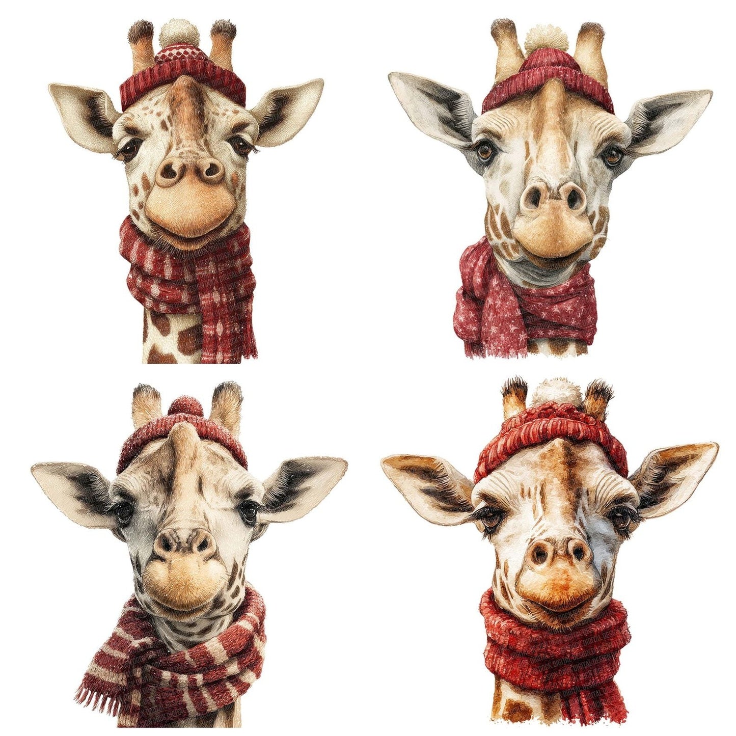 Giraffe Christmas Scarf Clipart Set (DDD005700)