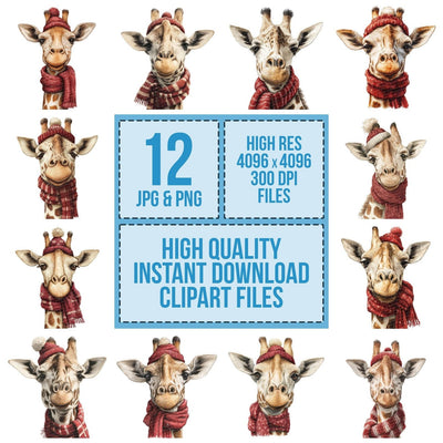 Giraffe Christmas Scarf Clipart Set (DDD005700)